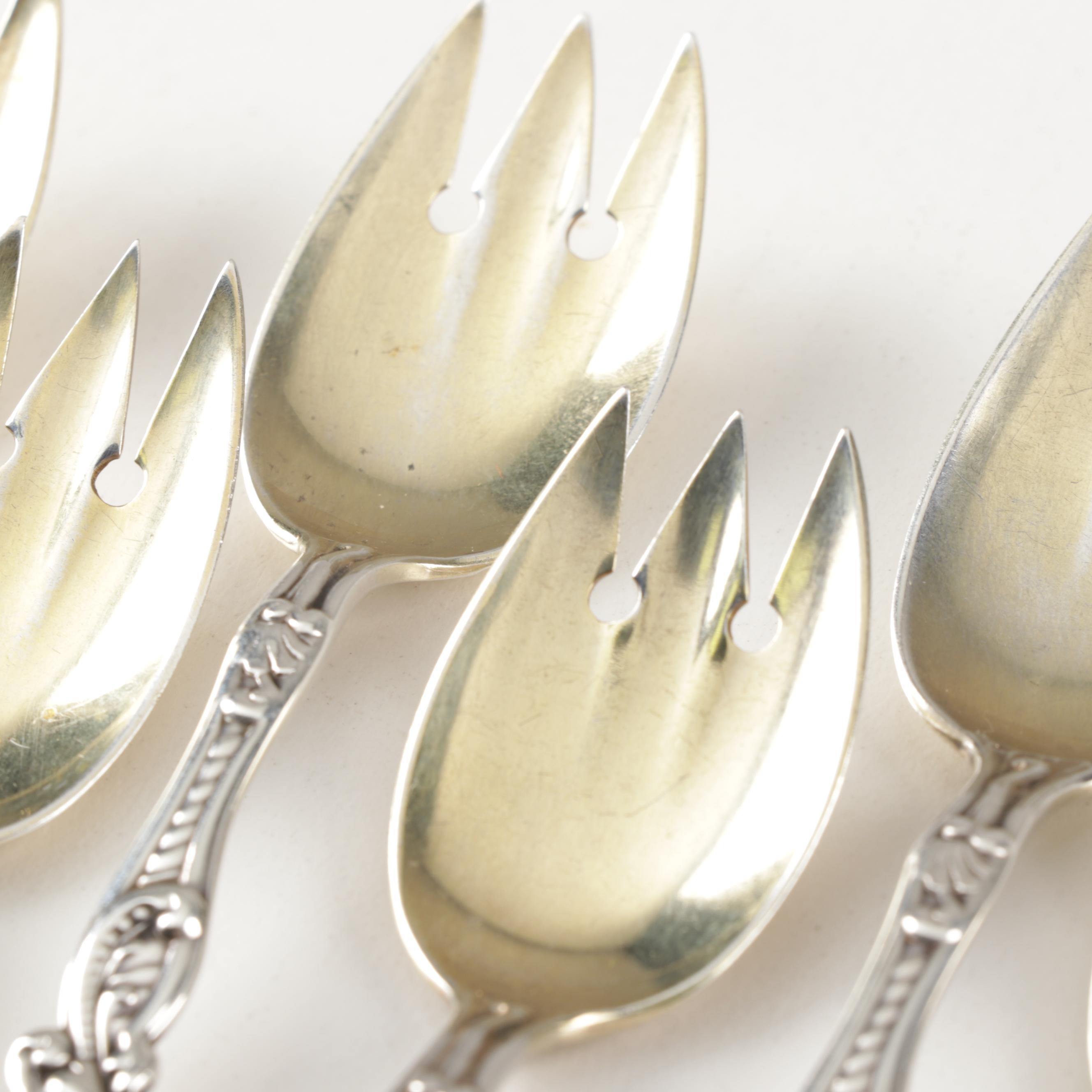 Gorham "Marie Antoinette" Sterling Silver Ice Cream Forks, Circa 1890
