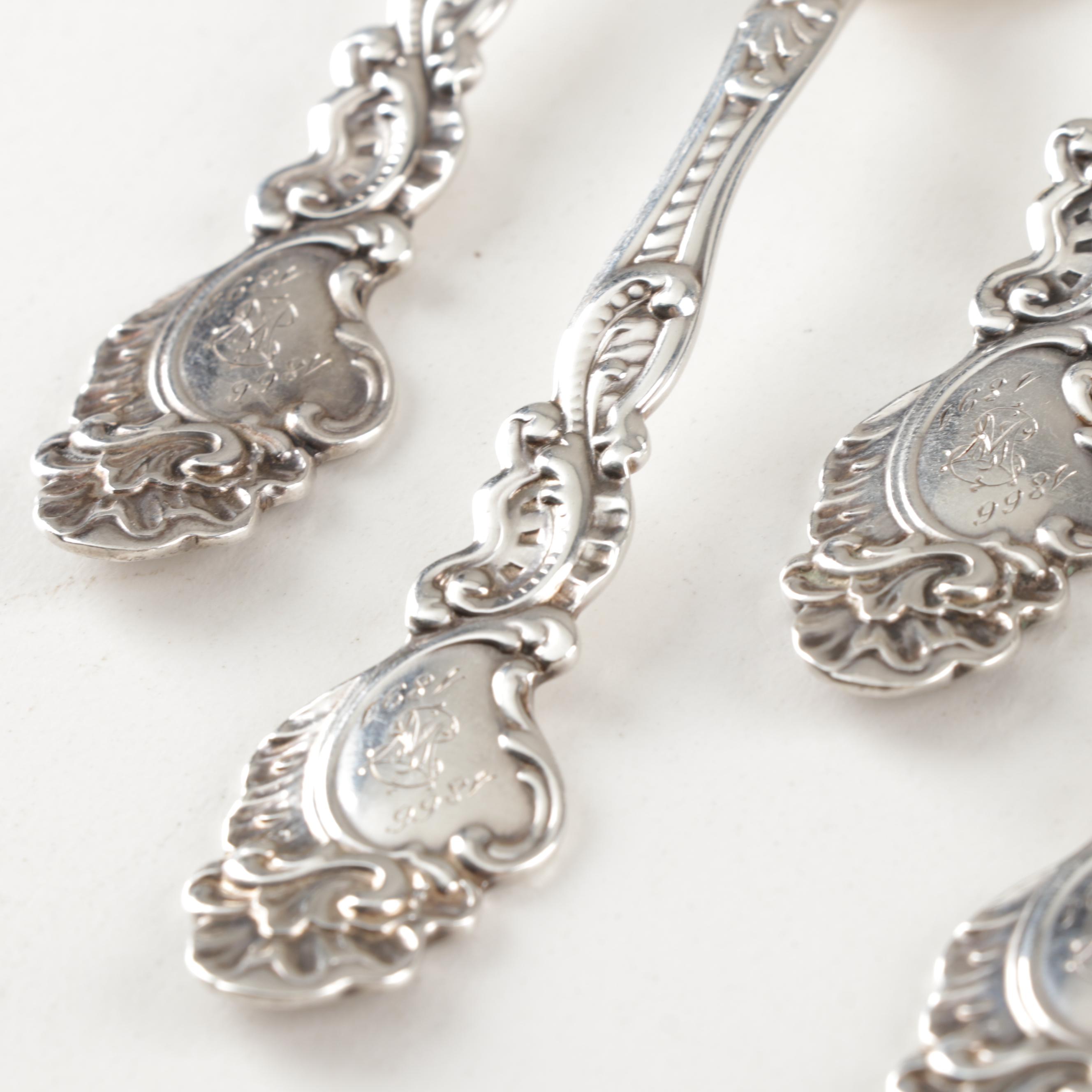 Gorham "Marie Antoinette" Sterling Silver Ice Cream Forks, Circa 1890