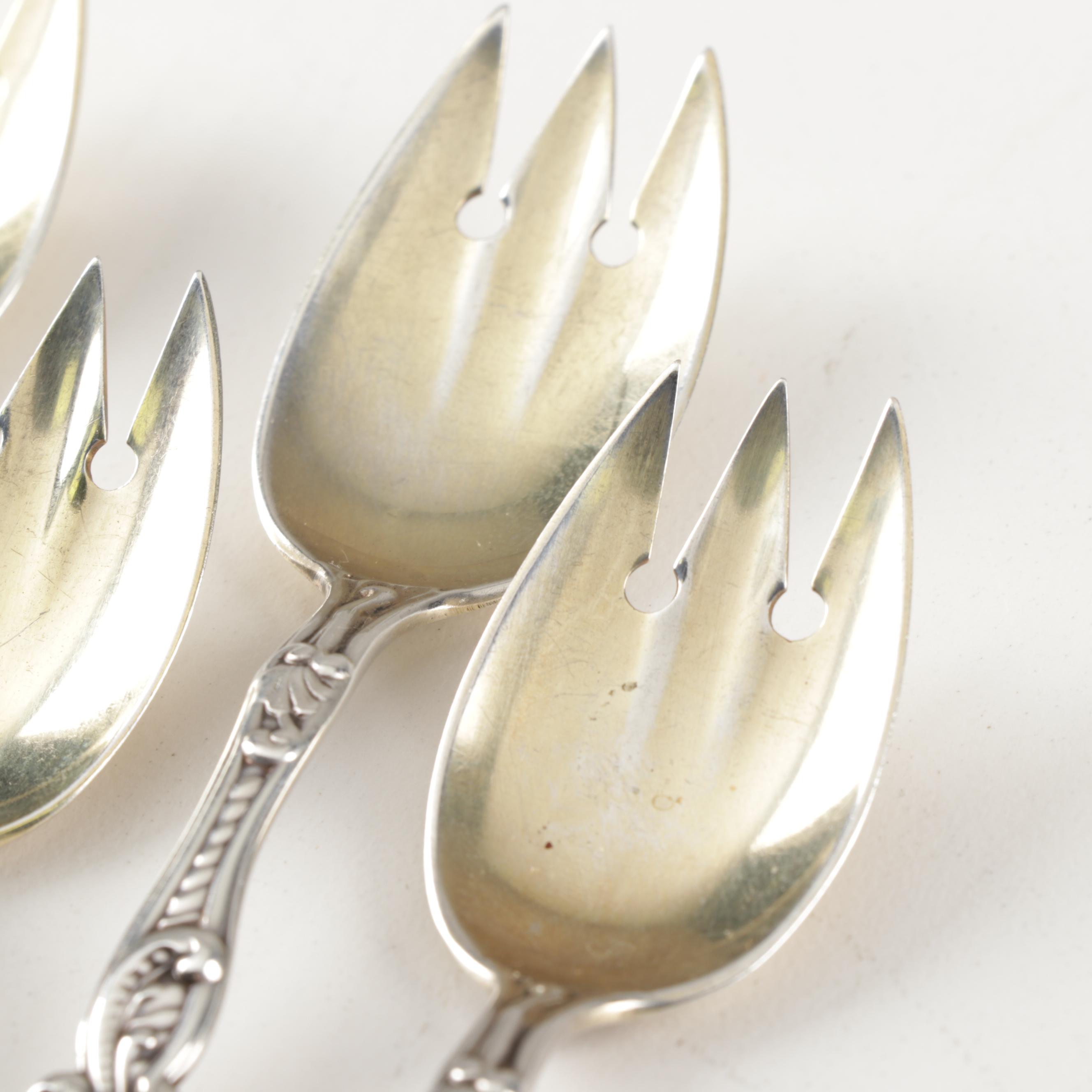 Gorham "Marie Antoinette" Sterling Silver Ice Cream Forks, Circa 1890