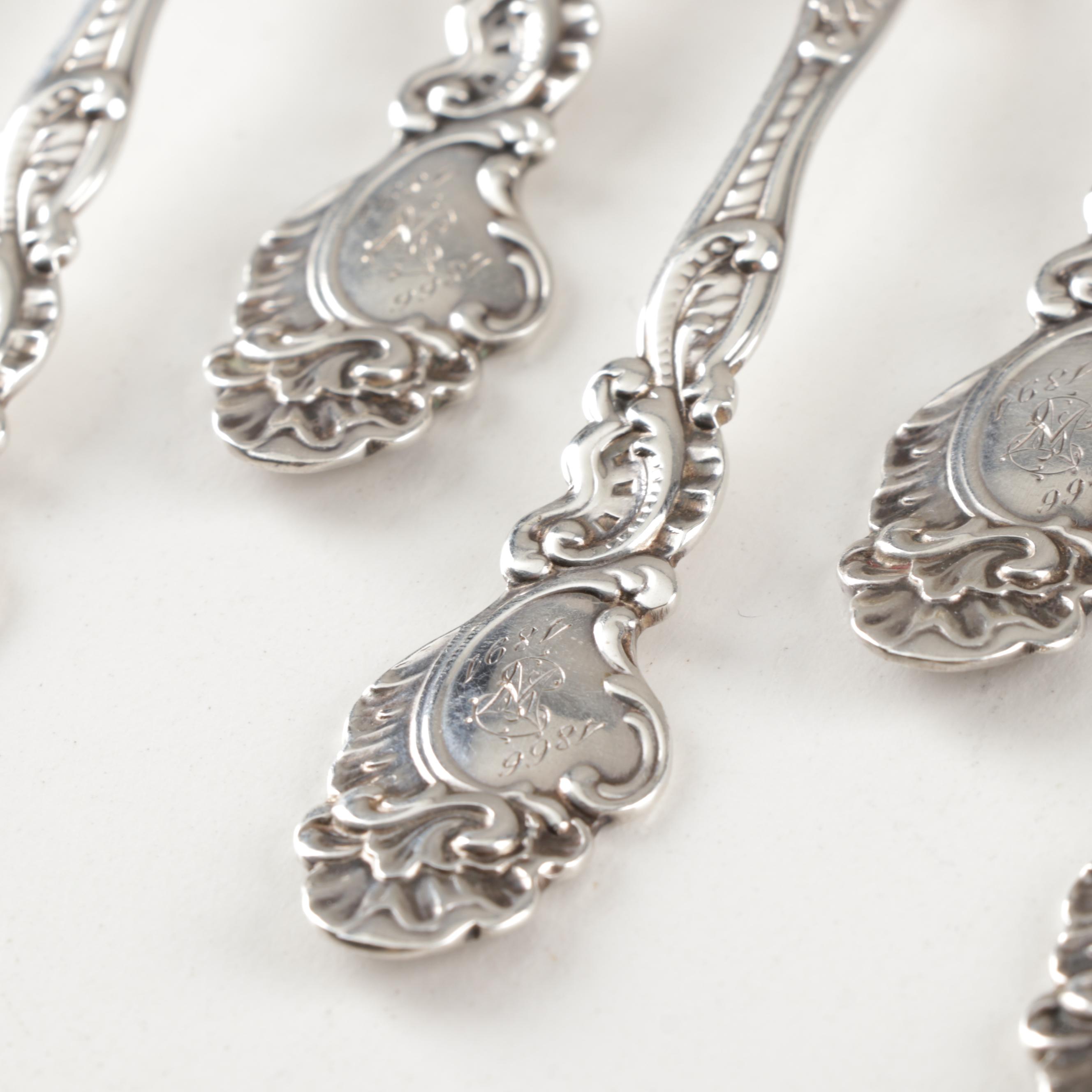 Gorham "Marie Antoinette" Sterling Silver Ice Cream Forks, Circa 1890