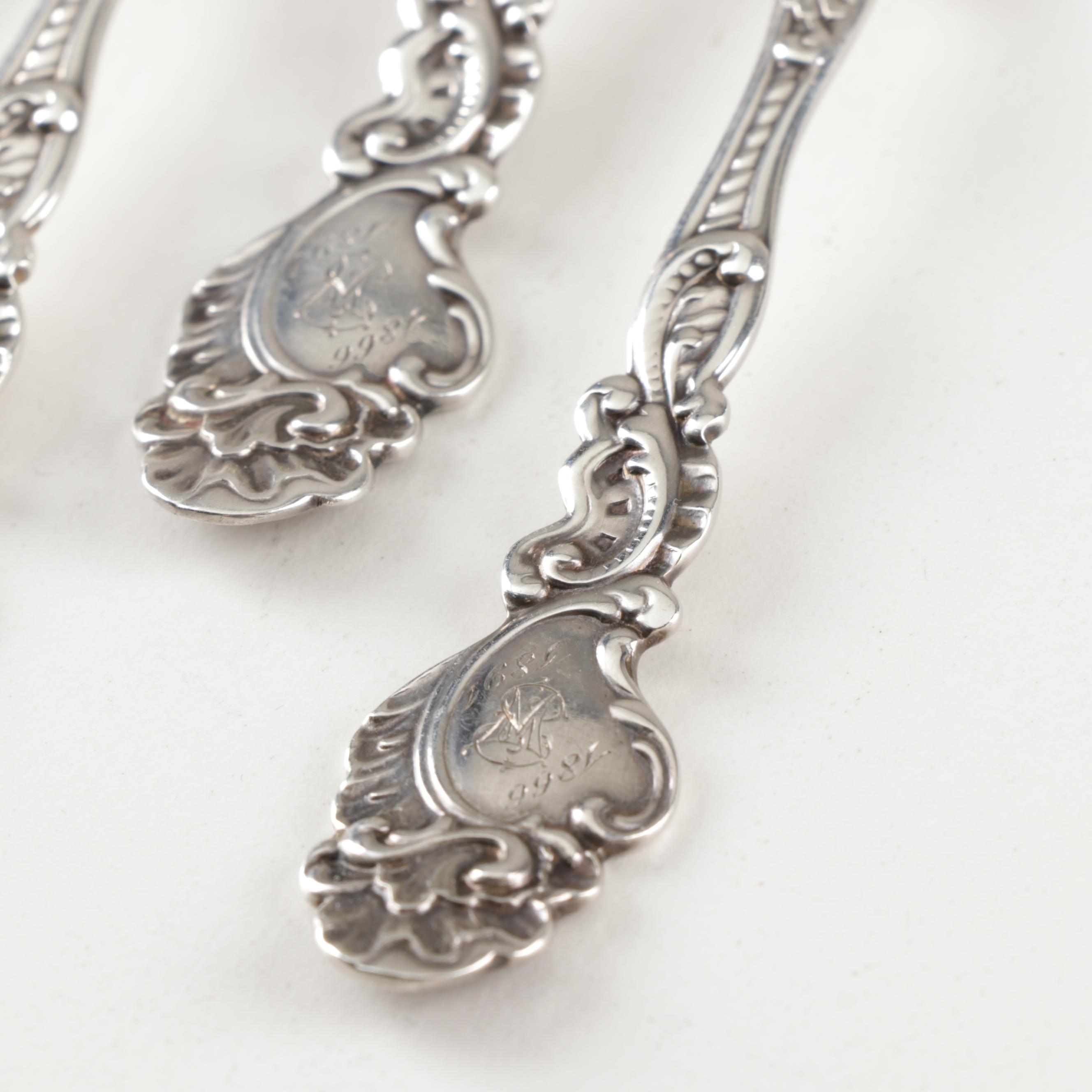 Gorham "Marie Antoinette" Sterling Silver Ice Cream Forks, Circa 1890