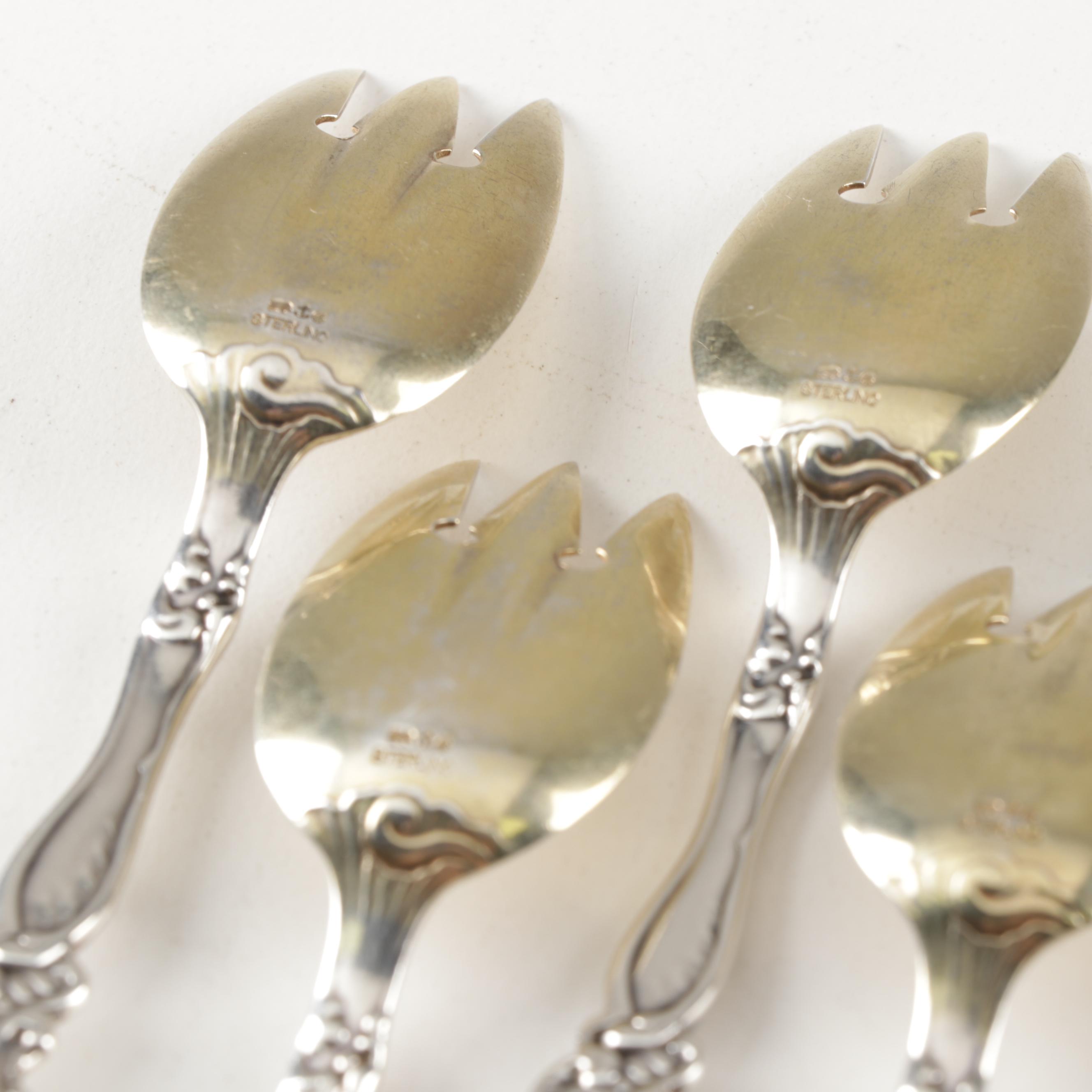 Gorham "Marie Antoinette" Sterling Silver Ice Cream Forks, Circa 1890