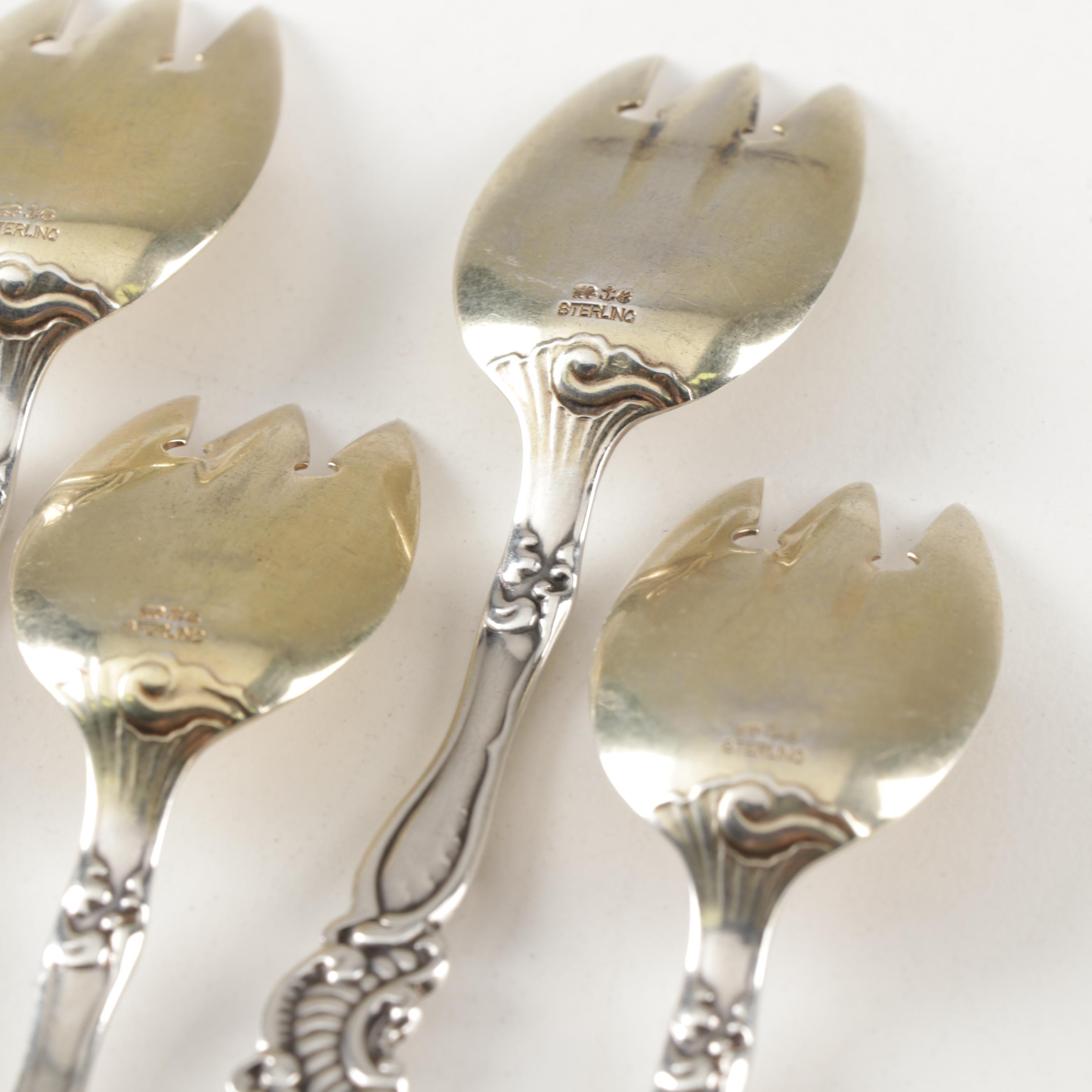 Gorham "Marie Antoinette" Sterling Silver Ice Cream Forks, Circa 1890