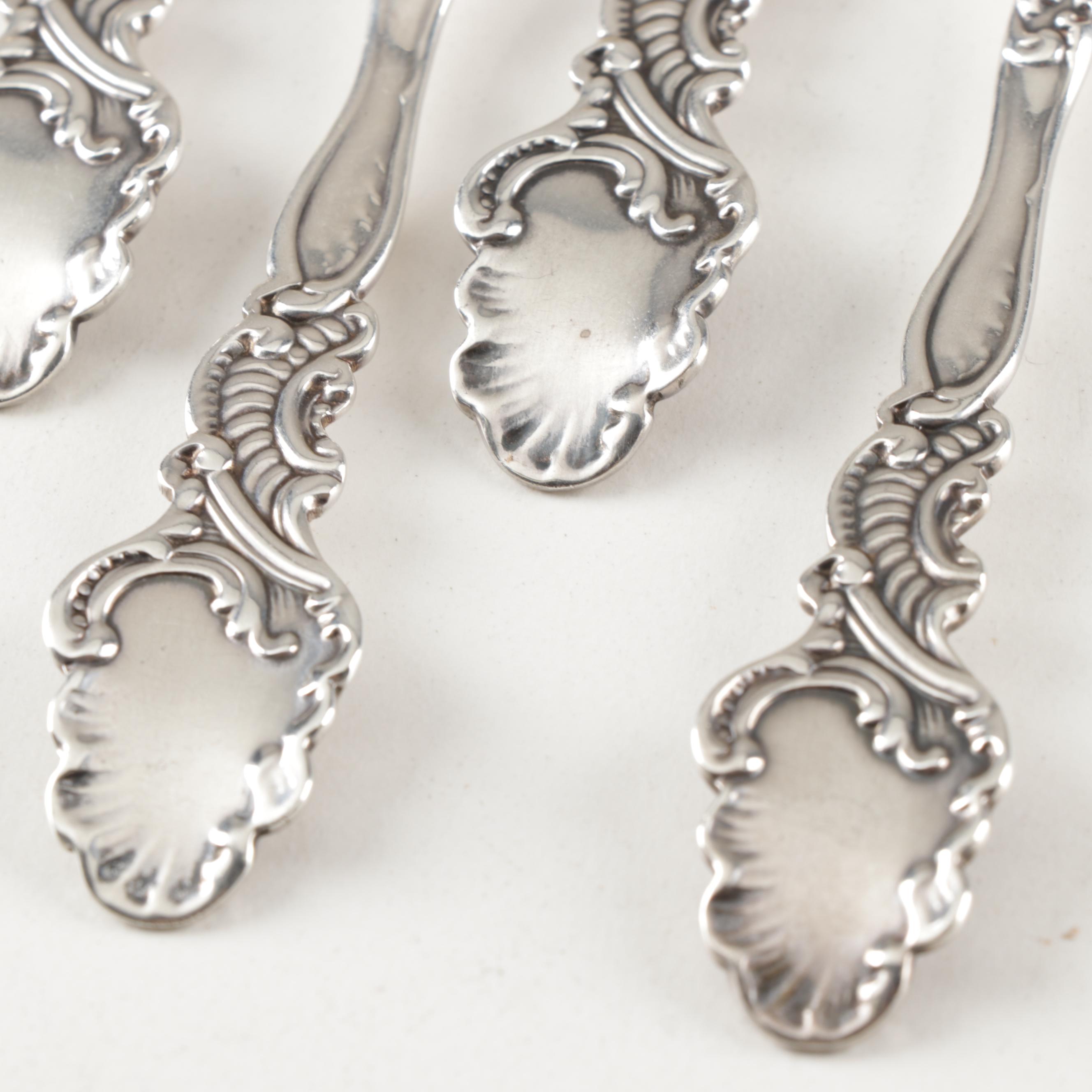 Gorham "Marie Antoinette" Sterling Silver Ice Cream Forks, Circa 1890