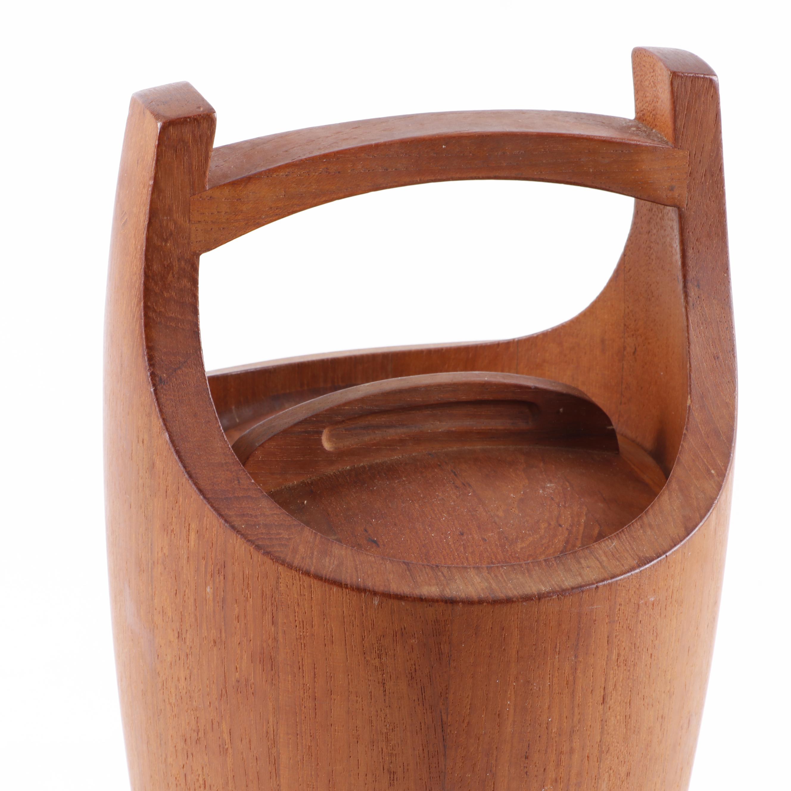 Danish Modern Teak, Rosewood, and Stainless Steel Ice Bucket and Bar Tools