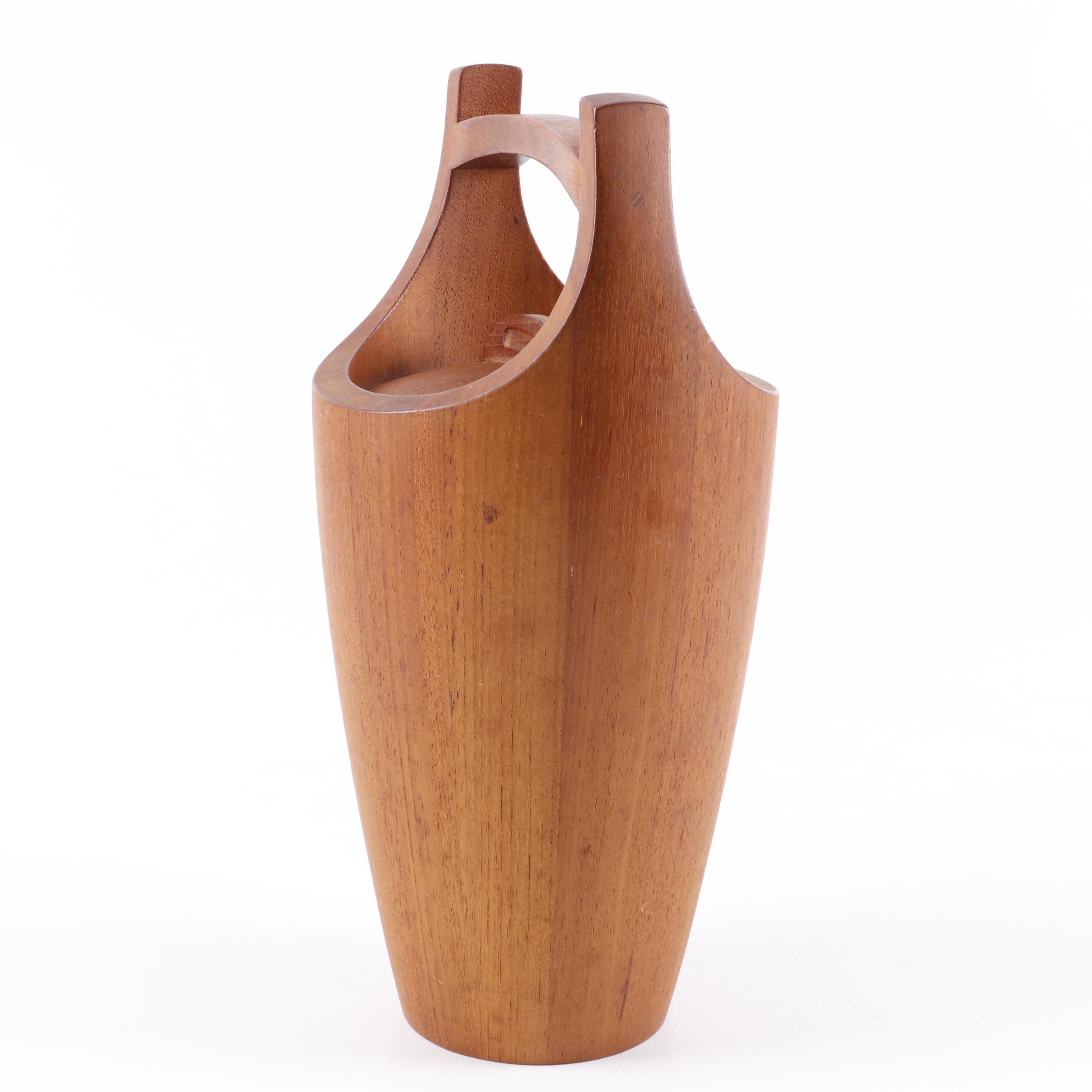 Danish Modern Teak, Rosewood, and Stainless Steel Ice Bucket and Bar Tools