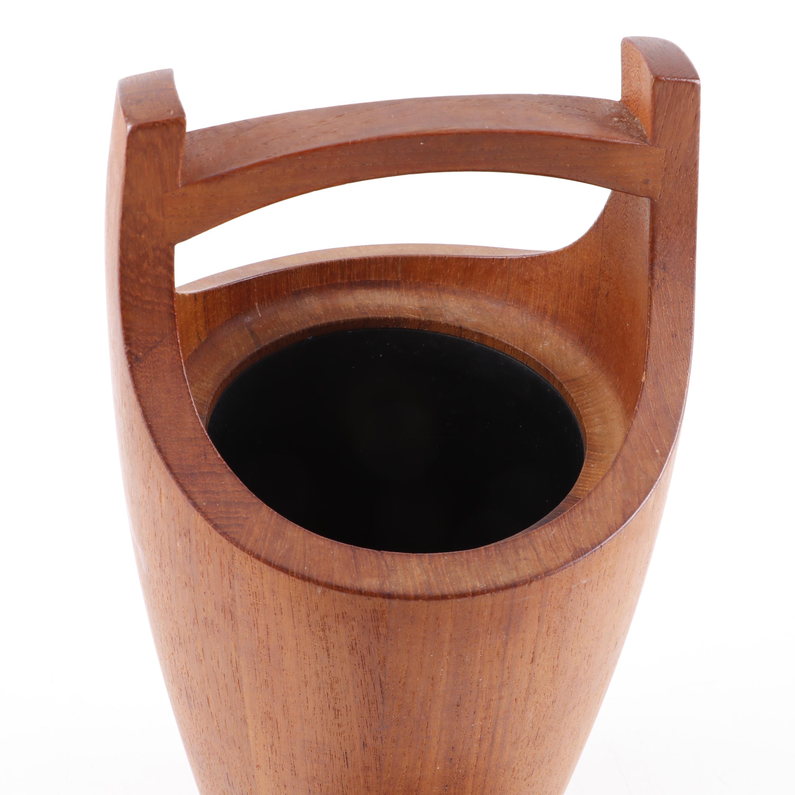 Danish Modern Teak, Rosewood, and Stainless Steel Ice Bucket and Bar Tools