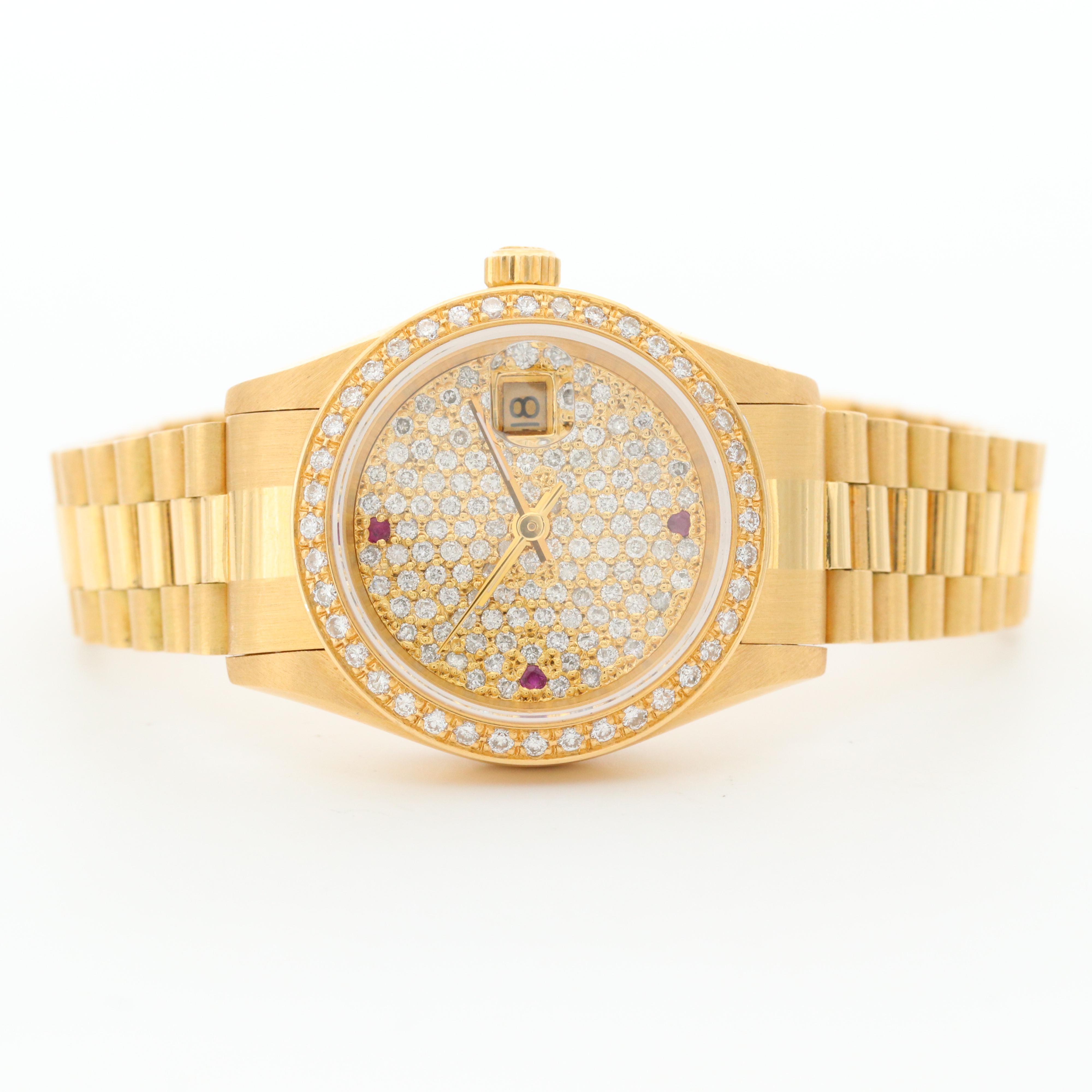 Lorrain Dynasty 18K Yellow Gold 1.16 CTW Diamond and Ruby Watch