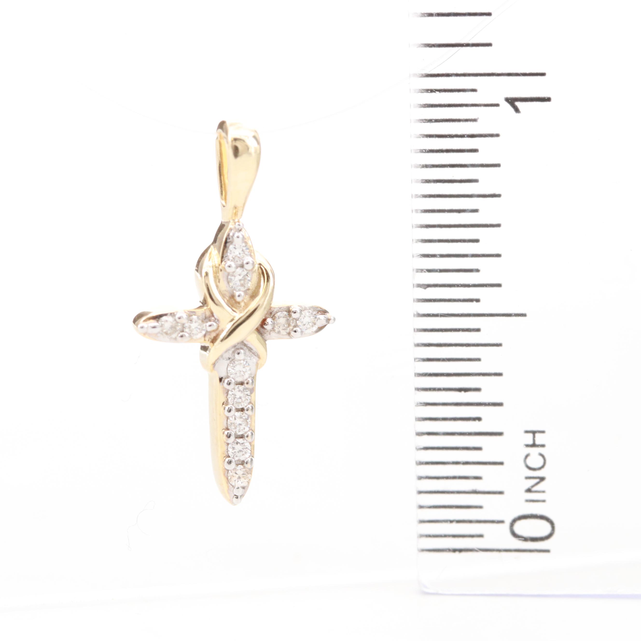 10K Yellow Gold Diamond Cross Pendant