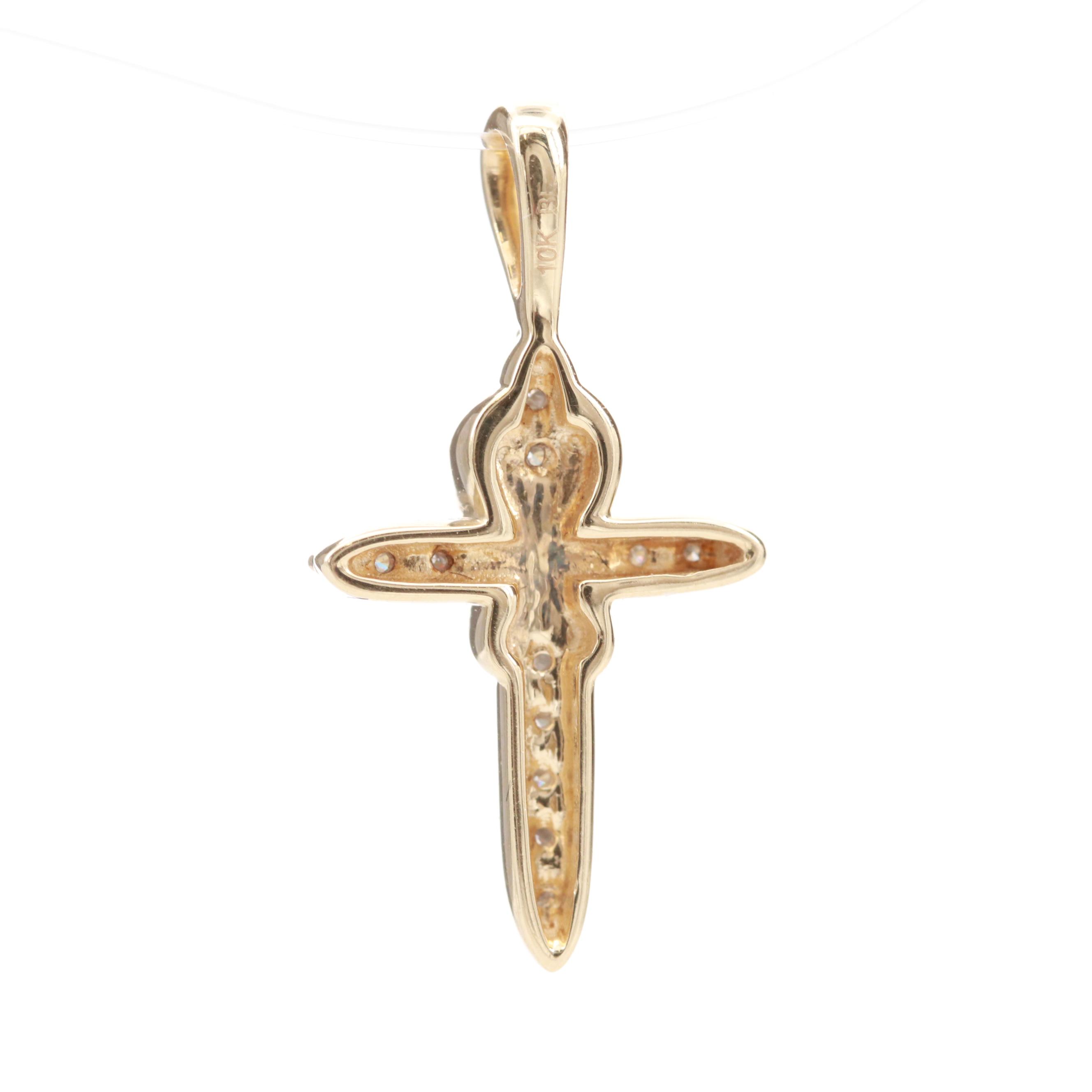 10K Yellow Gold Diamond Cross Pendant
