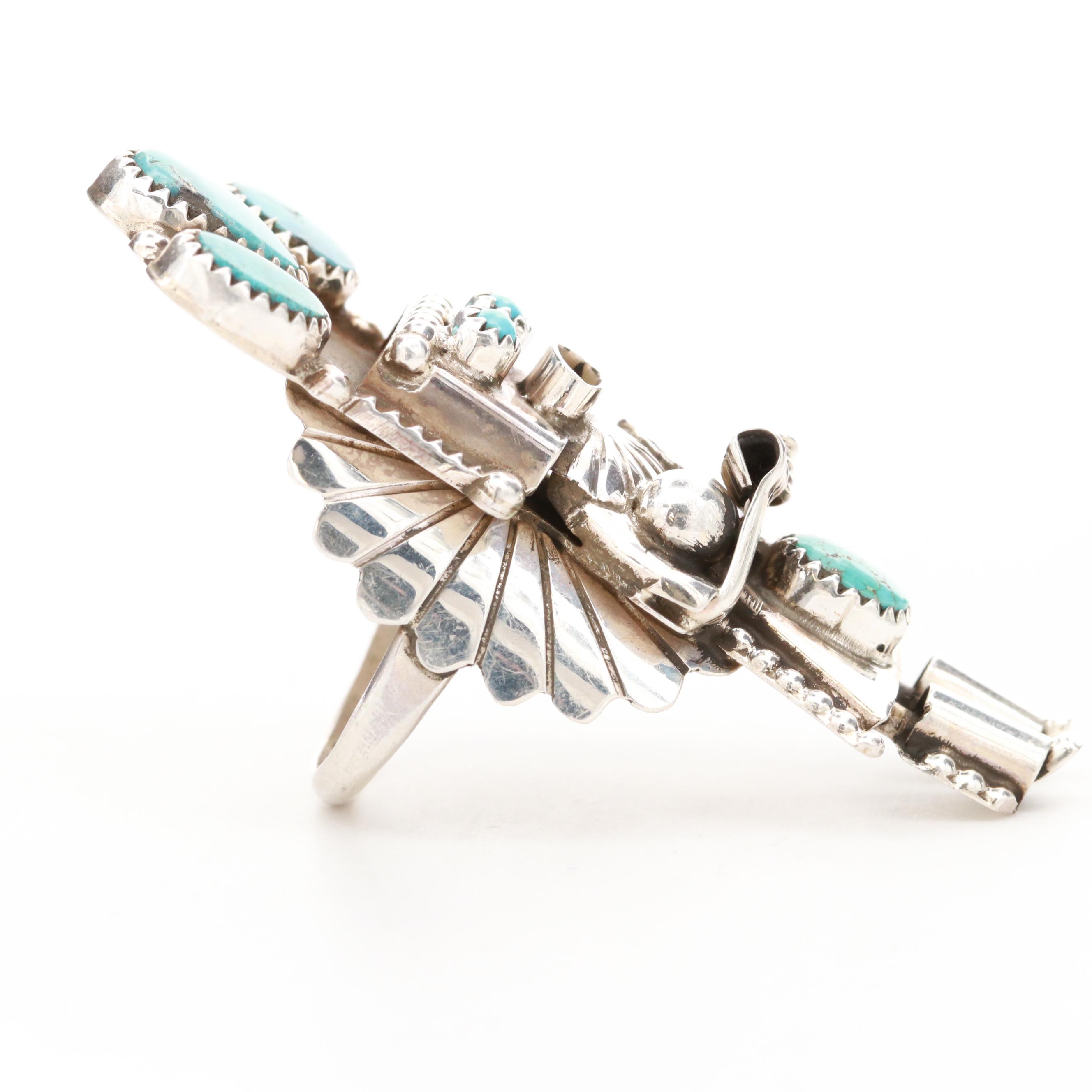 Doris Smallcanyon Navajo Diné Sterling Silver Turquoise Kachina Totem Ring