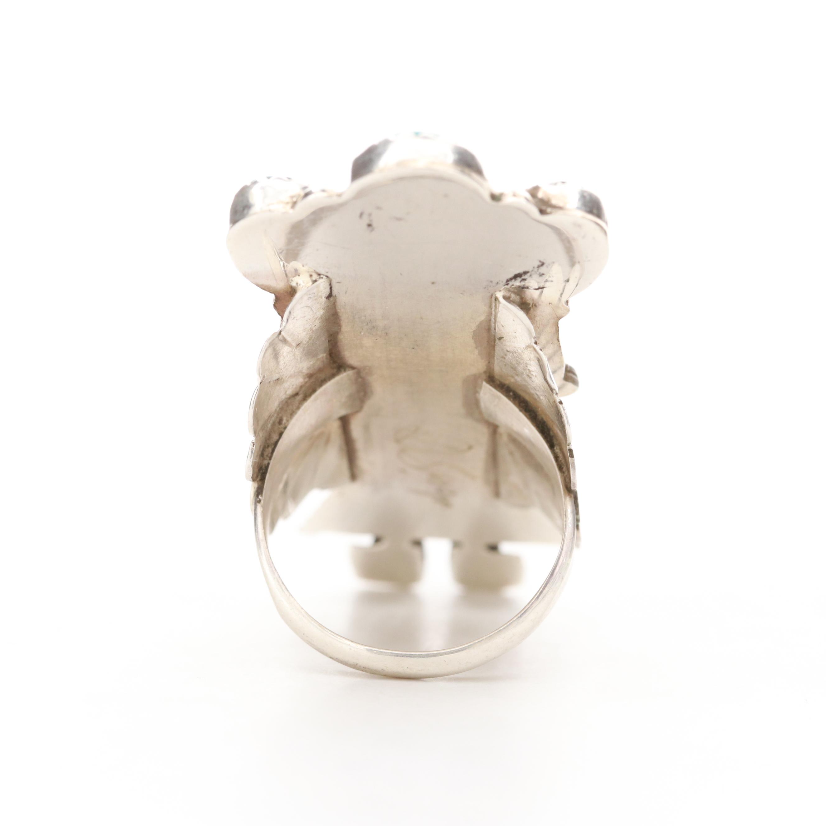 Doris Smallcanyon Navajo Diné Sterling Silver Turquoise Kachina Totem Ring