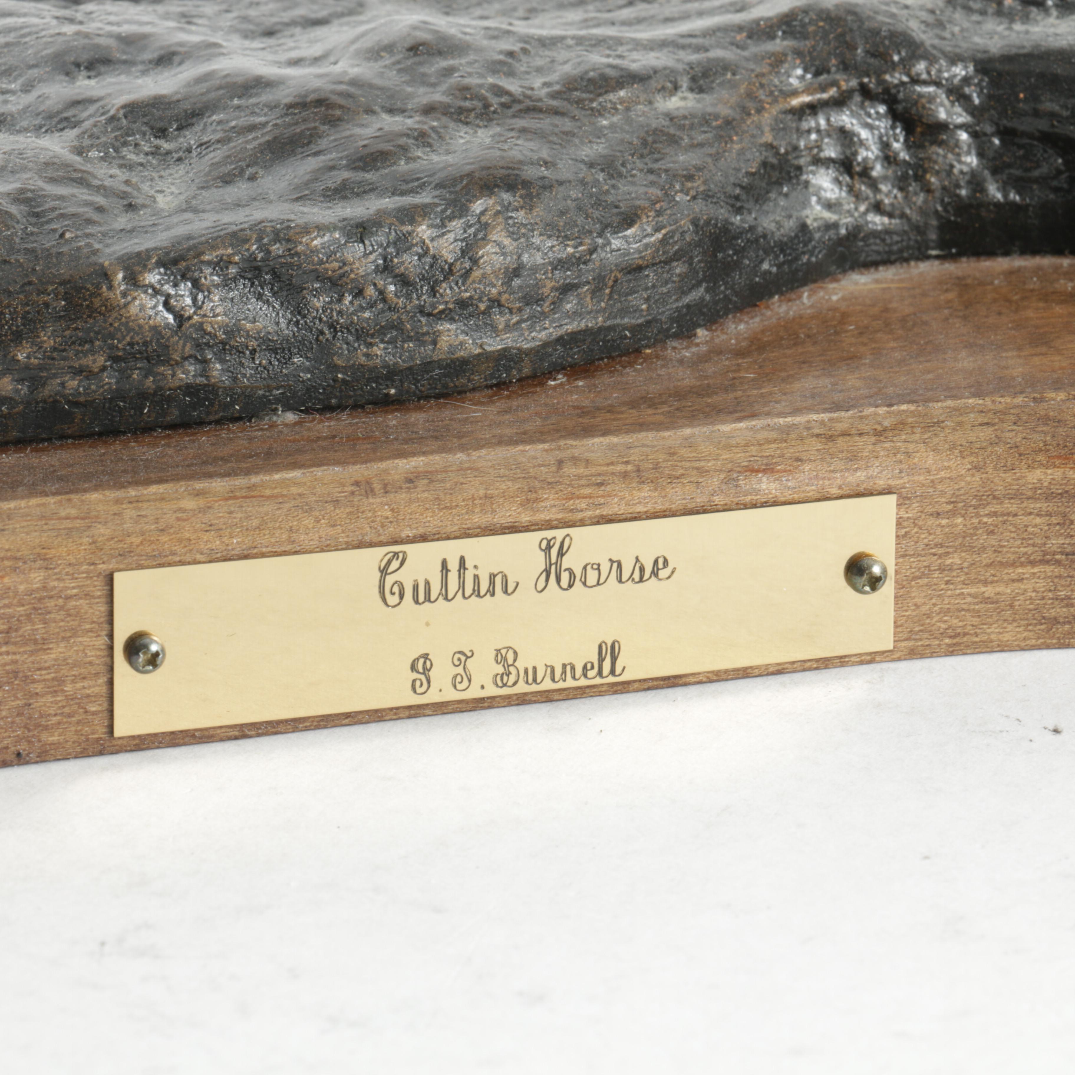 John T Burnell Jr. Hydrostone Sculpture "Cuttin Horse"