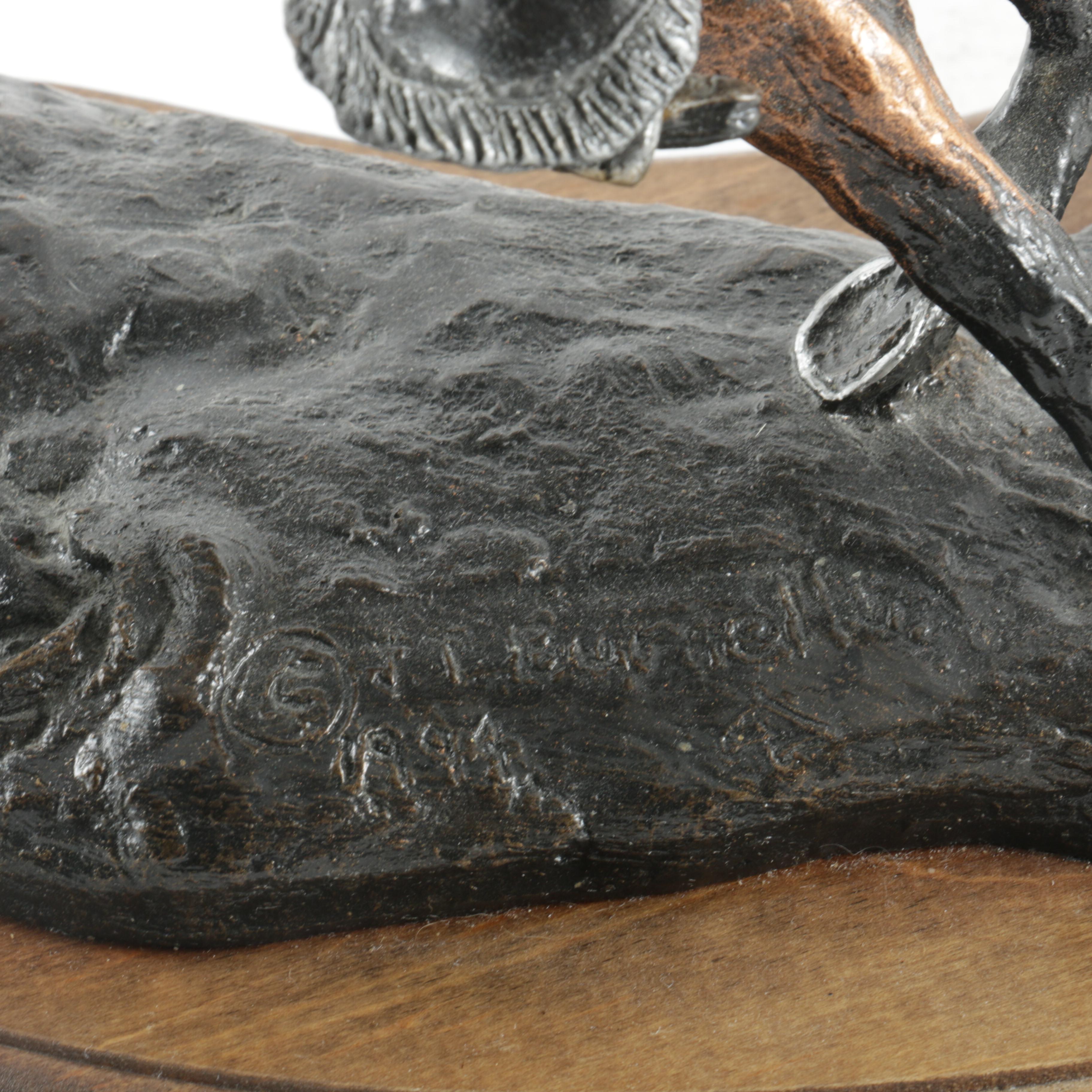 John T Burnell Jr. Hydrostone Sculpture "Cuttin Horse"