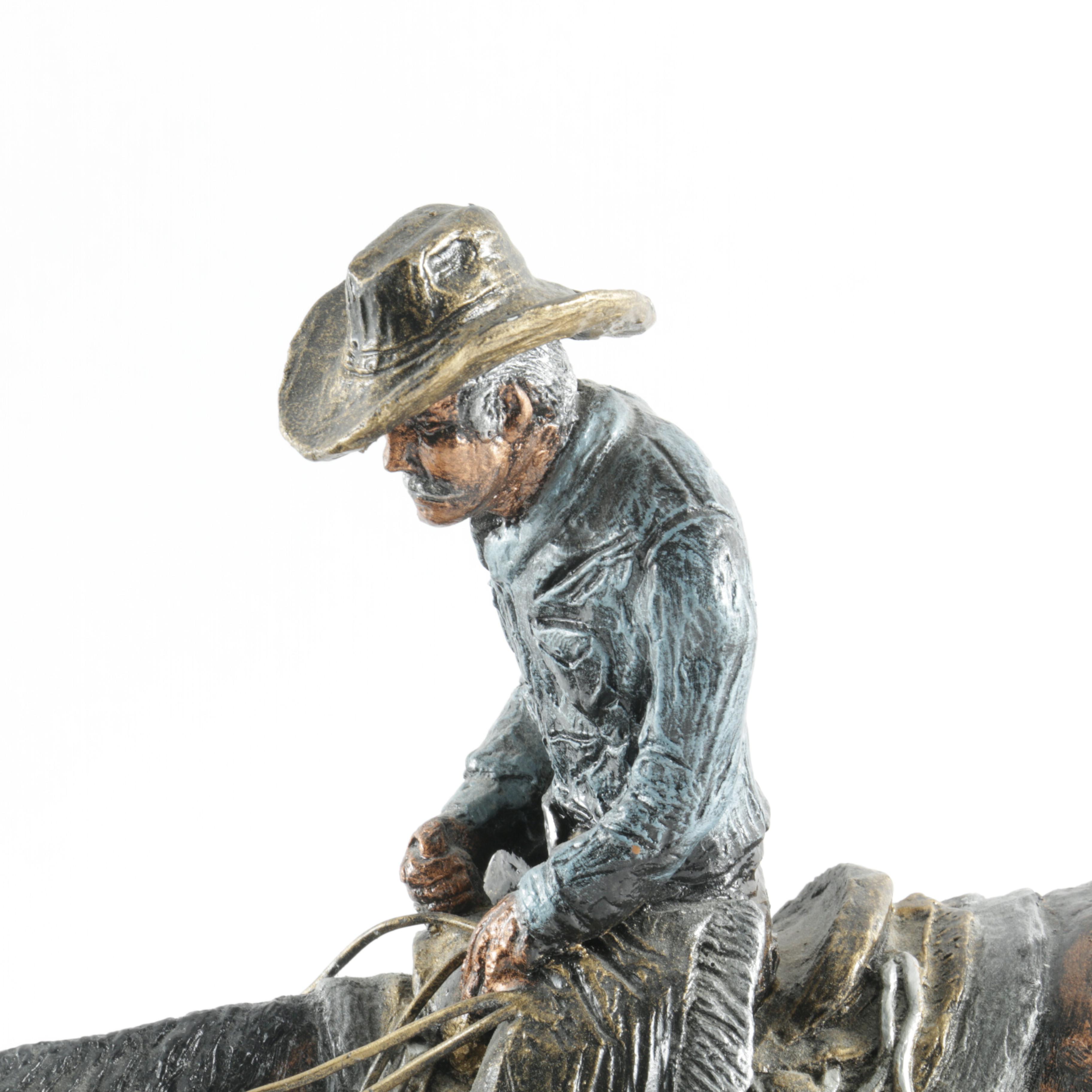 John T Burnell Jr. Hydrostone Sculpture "Cuttin Horse"