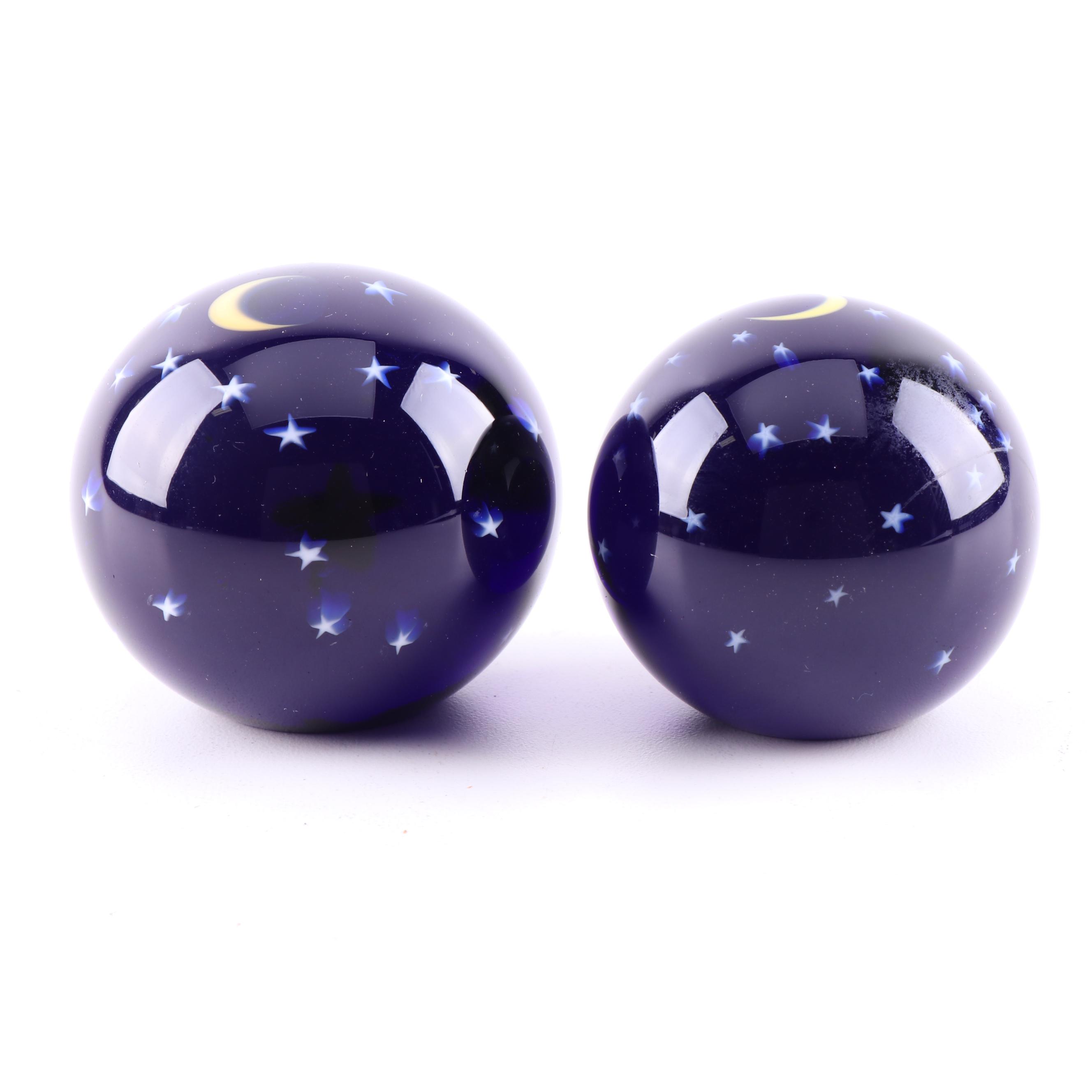 Lundberg Studios Moon and Stars Paperweights