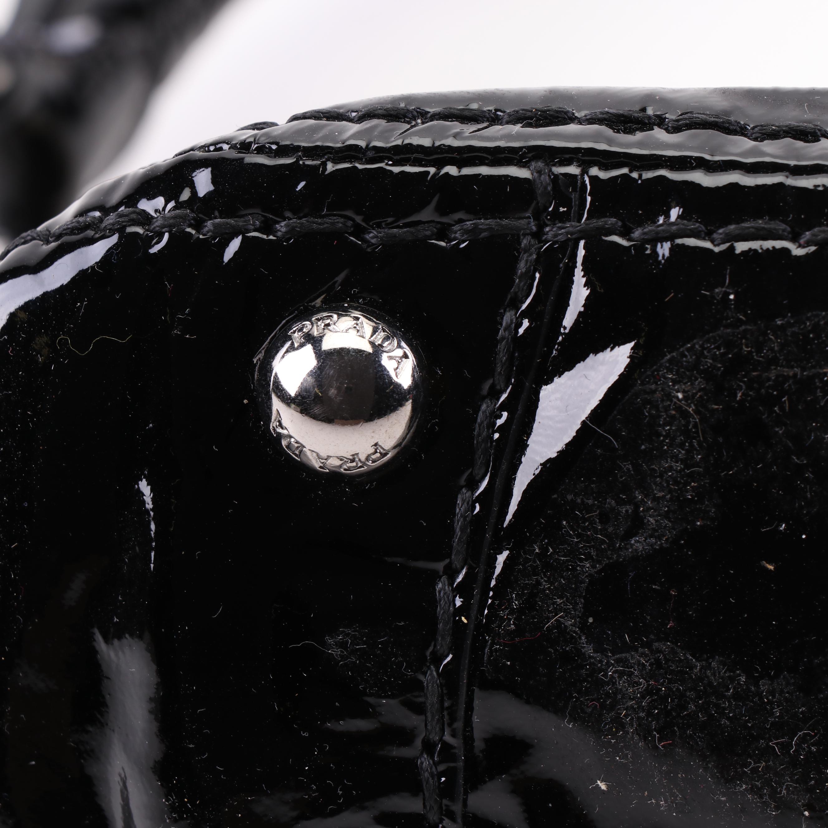 Prada Handbag in Black and Off-White Patent Leather