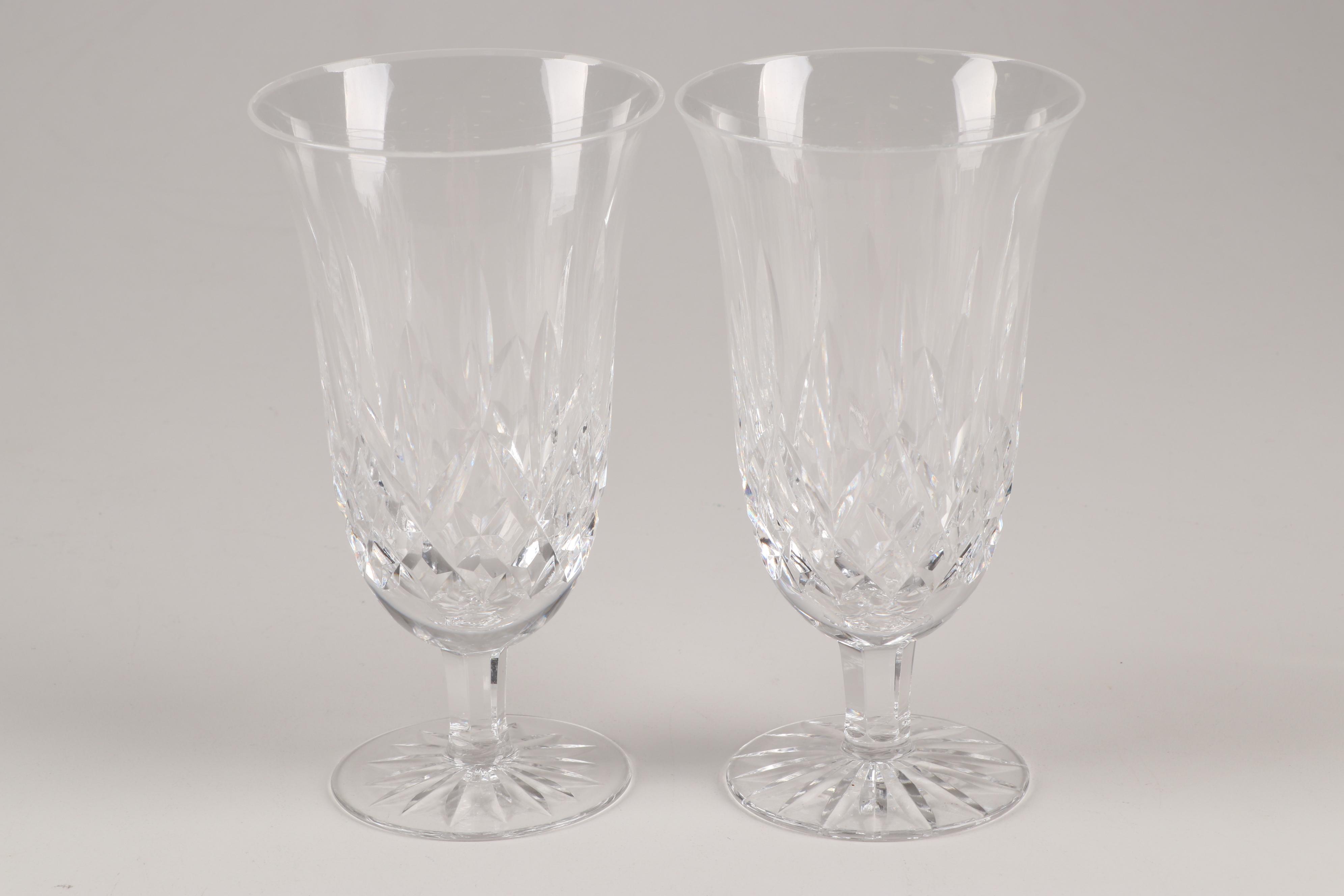 Waterford "Lismore" Crystal Stemmed Irish Coffee Glasses and Iced Tea Glasses