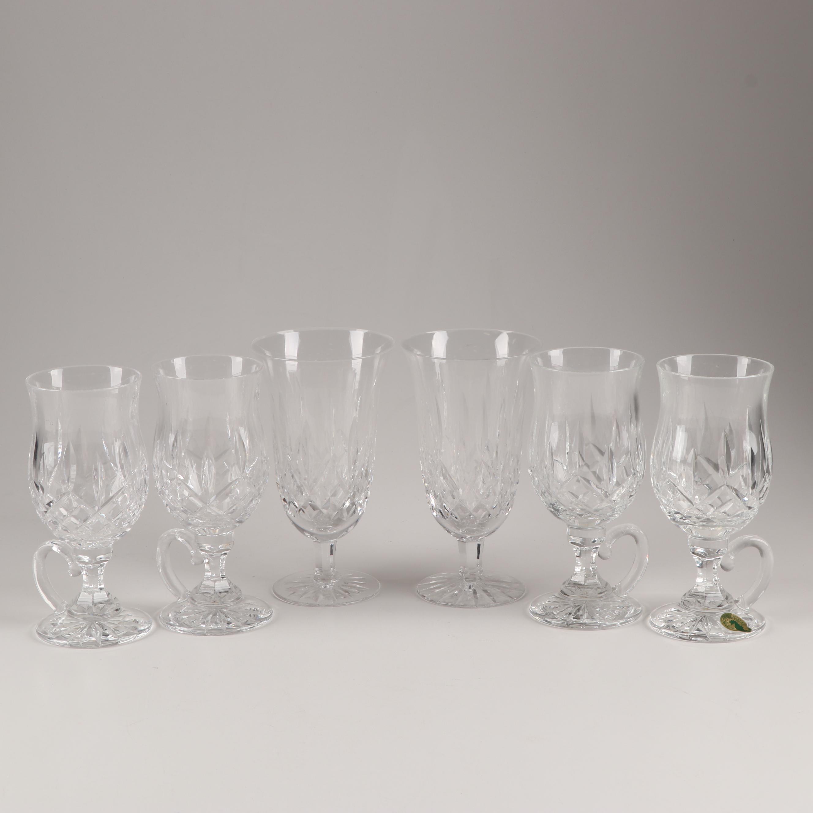Waterford "Lismore" Crystal Stemmed Irish Coffee Glasses and Iced Tea Glasses