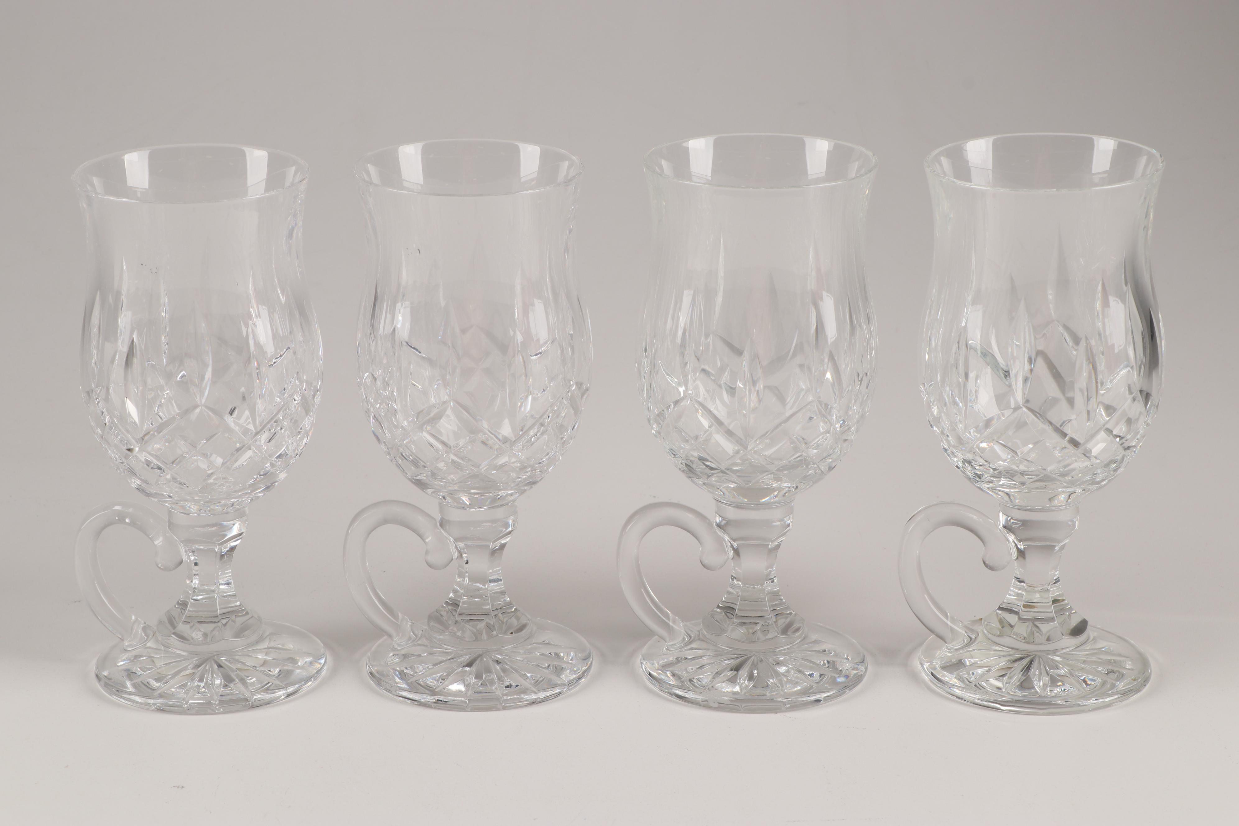 Waterford "Lismore" Crystal Stemmed Irish Coffee Glasses and Iced Tea Glasses