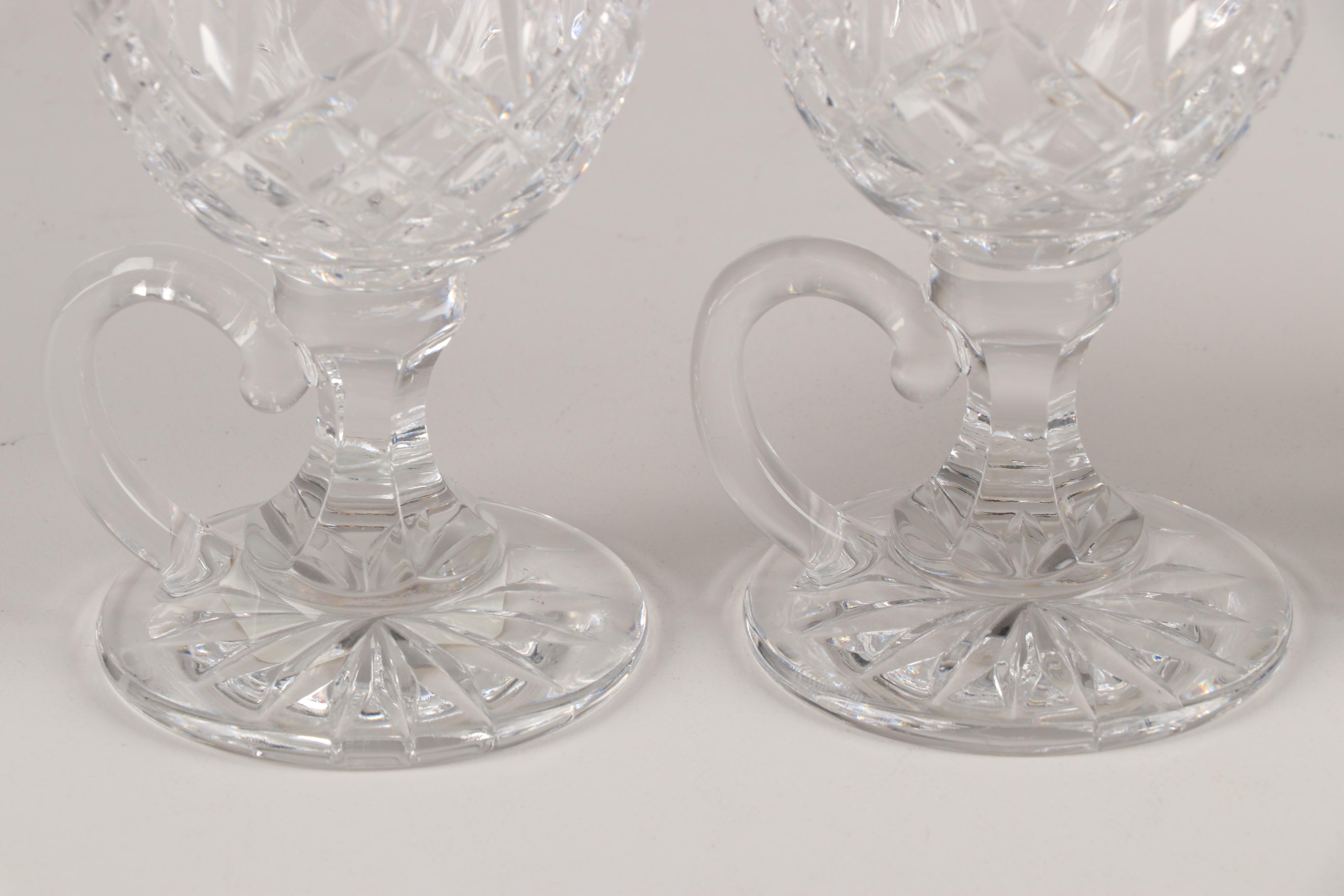 Waterford "Lismore" Crystal Stemmed Irish Coffee Glasses and Iced Tea Glasses