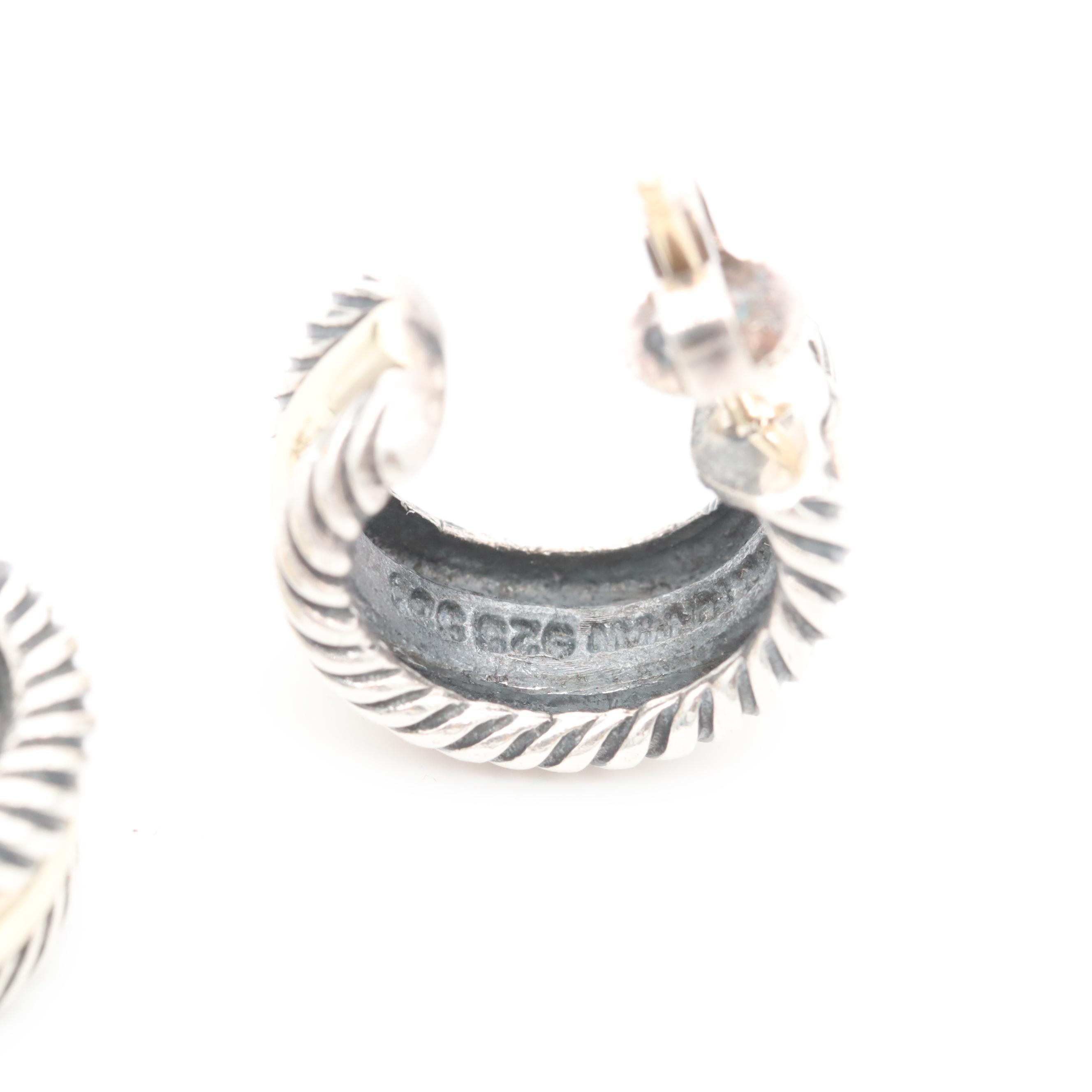 David Yurman Sterling Silver Earrings With 14K Yellow Gold Accents