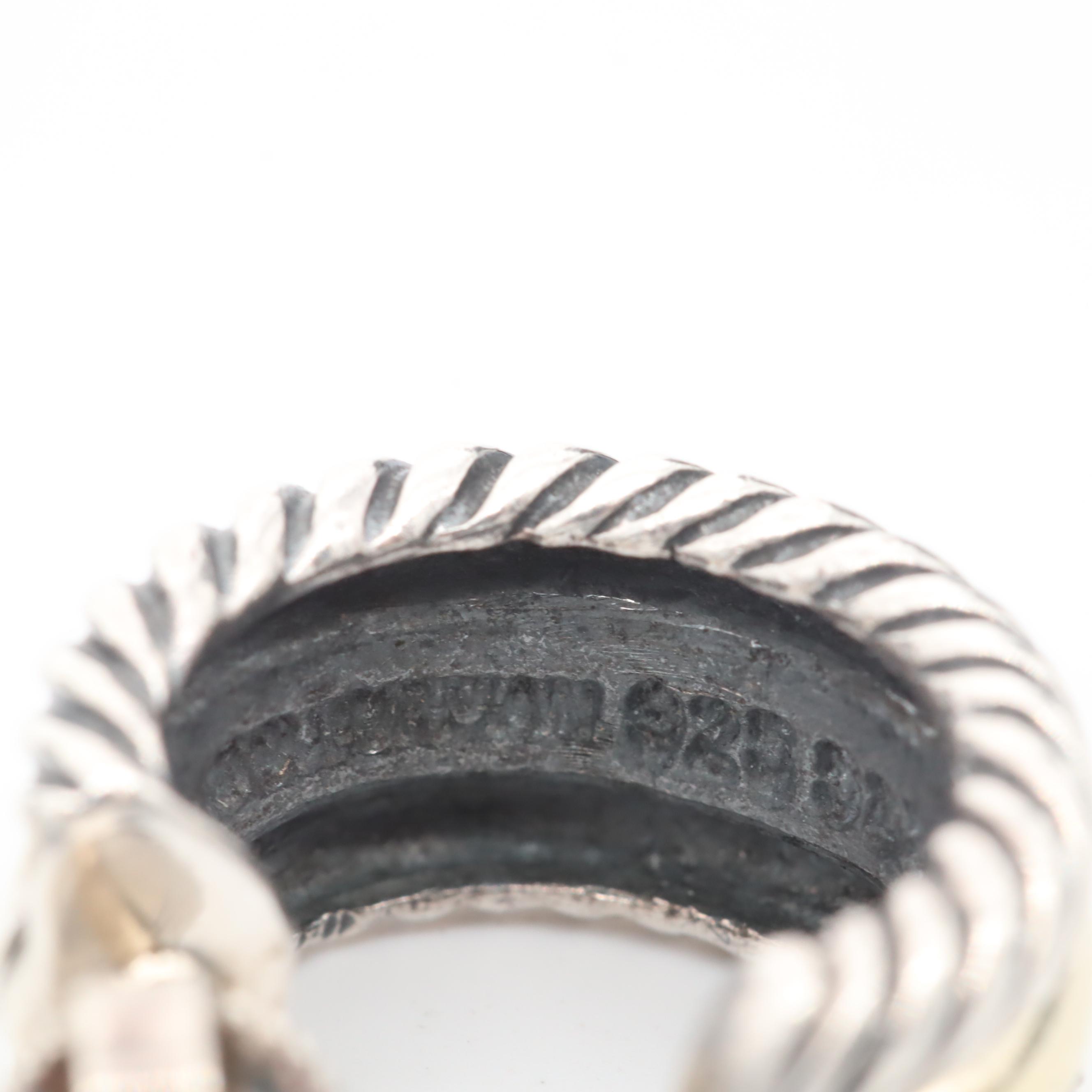 David Yurman Sterling Silver Earrings With 14K Yellow Gold Accents