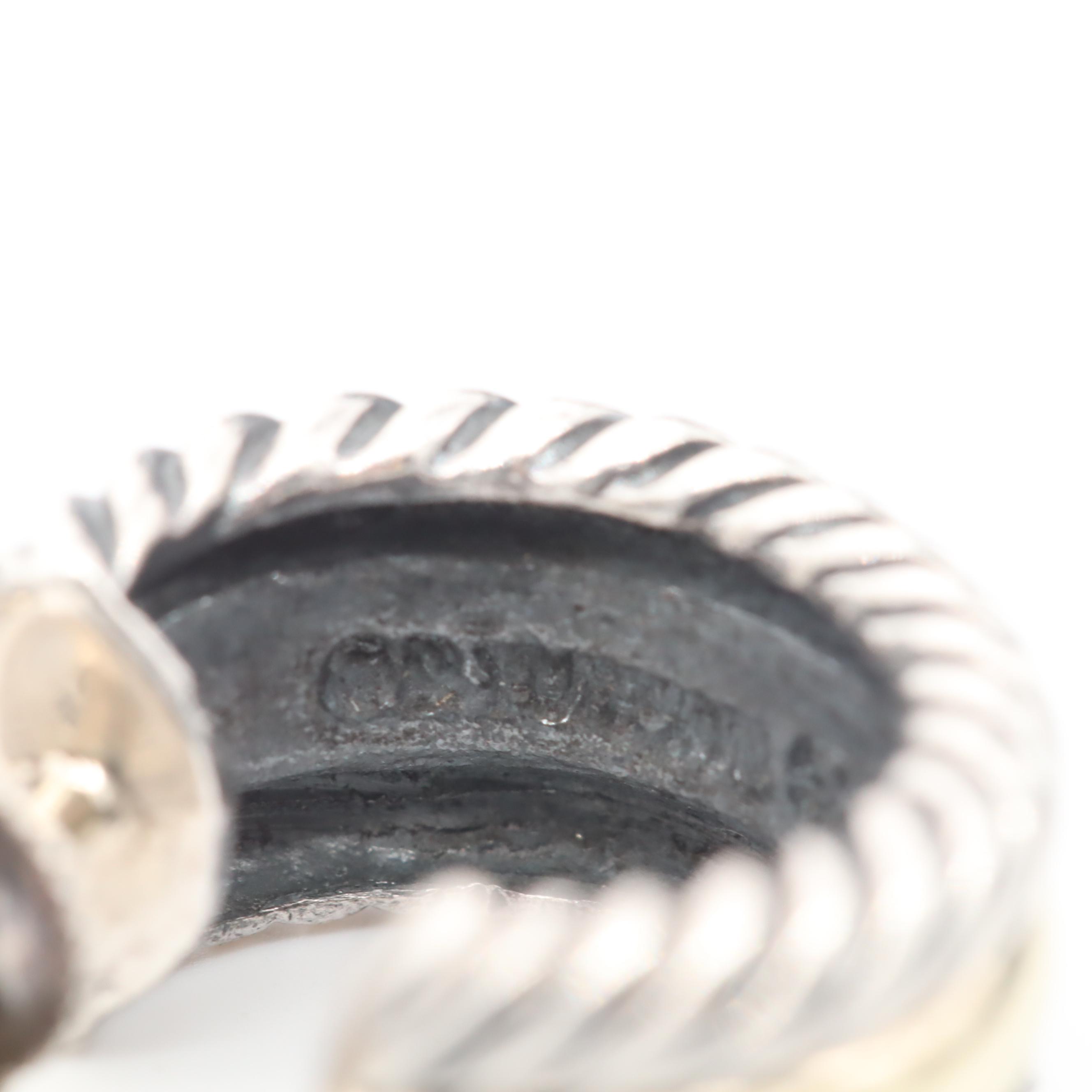 David Yurman Sterling Silver Earrings With 14K Yellow Gold Accents