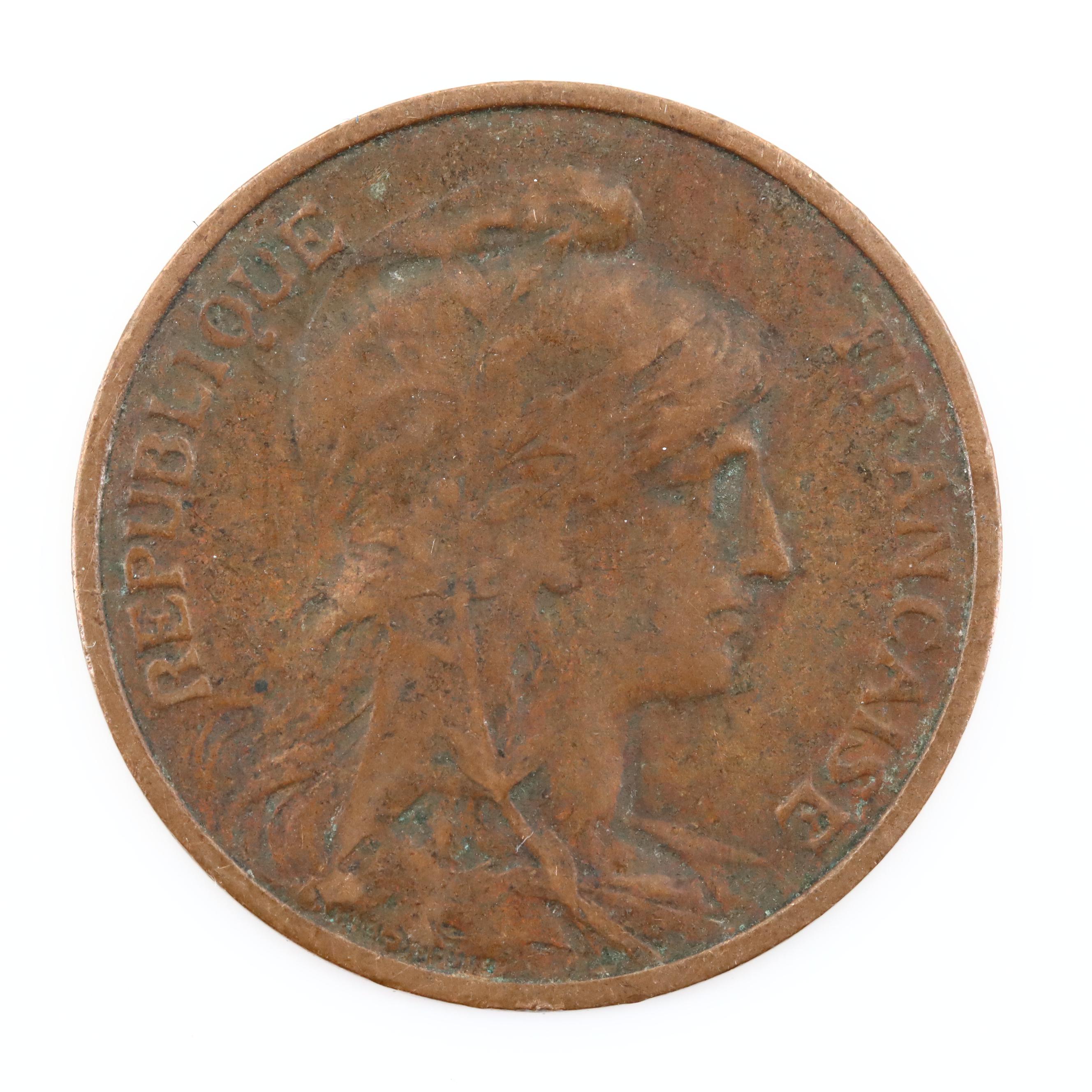 Seventy Various Foreign Coins Featuring a 1915 French Five Centimes