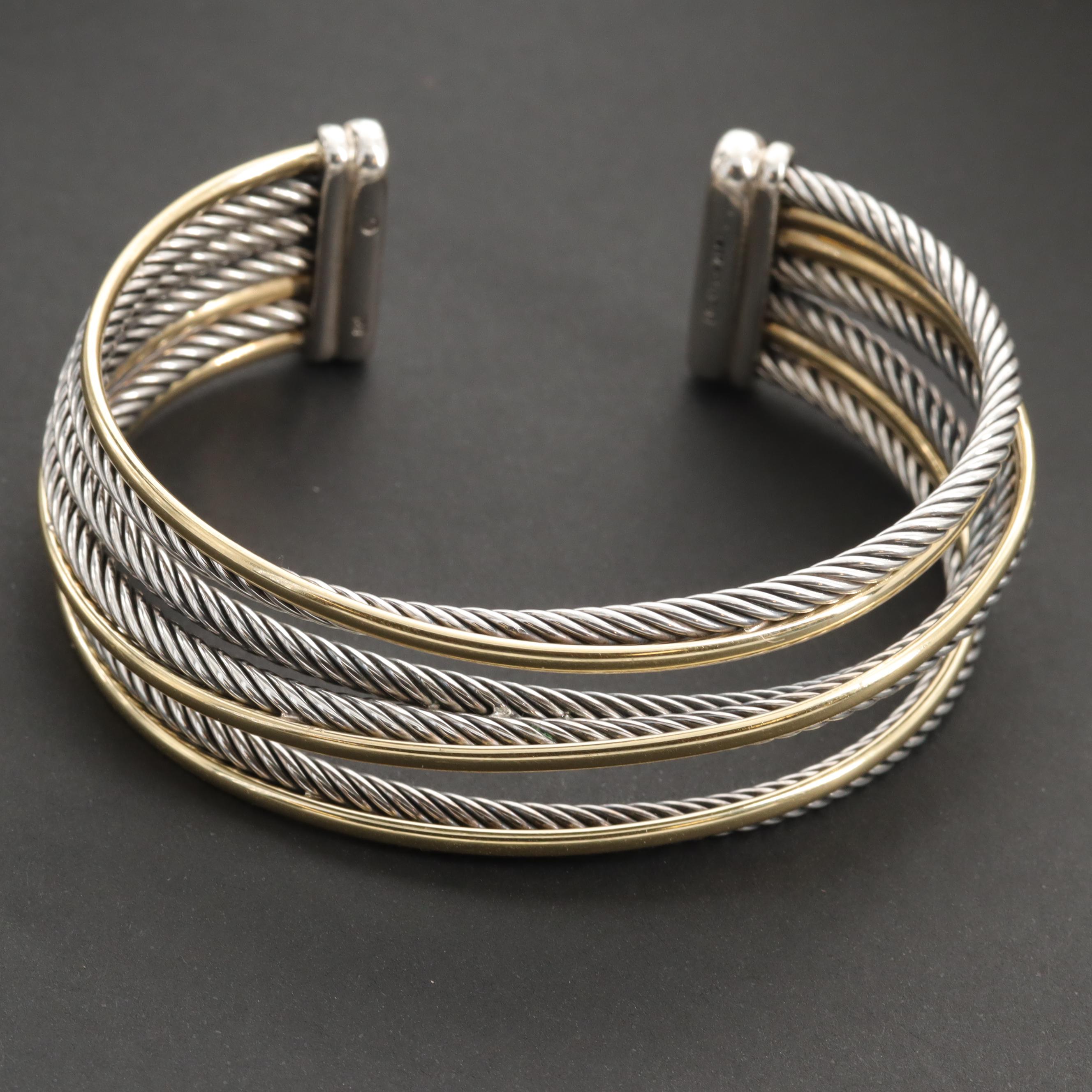 David Yurman Sterling Silver Crossover Cuff Bracelet