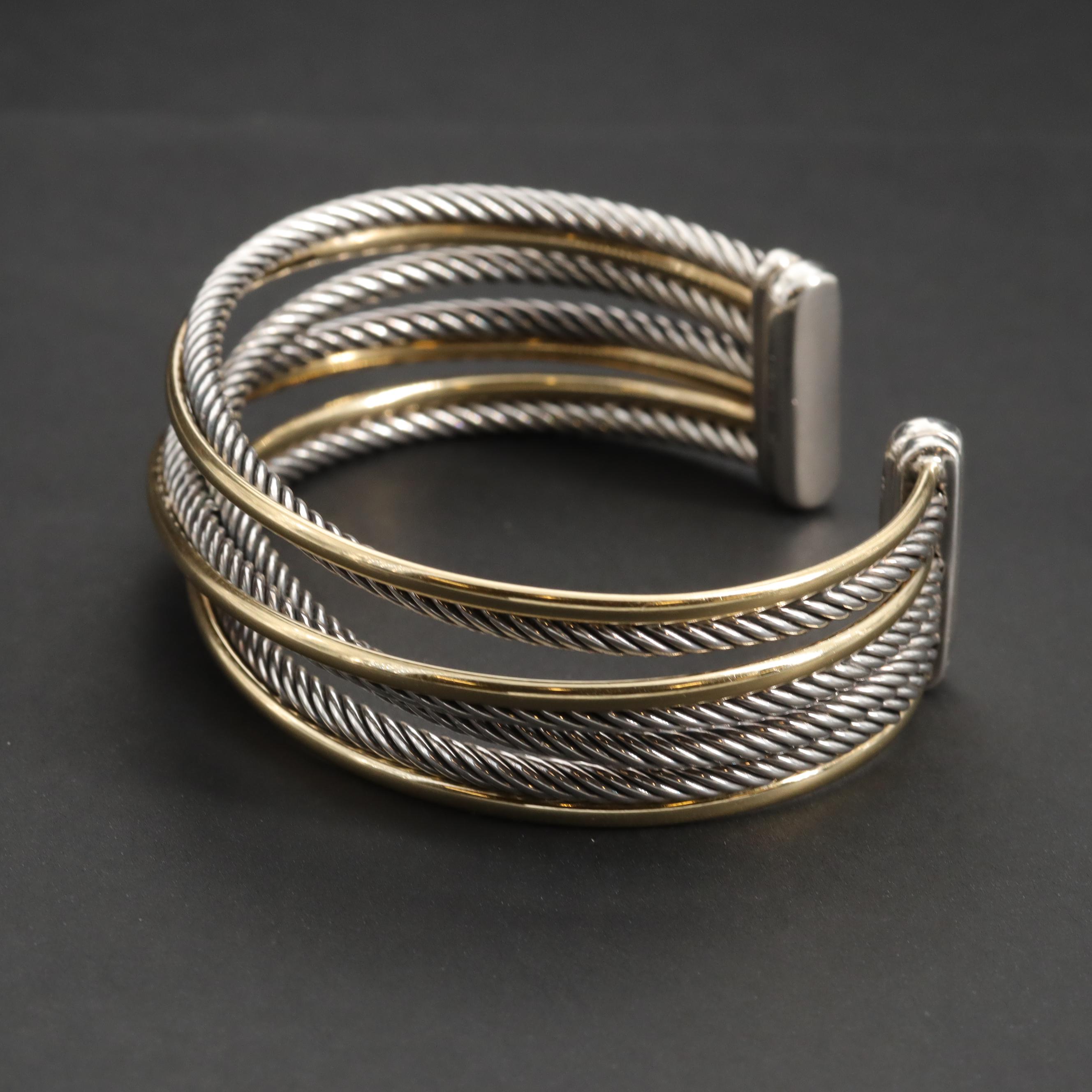David Yurman Sterling Silver Crossover Cuff Bracelet