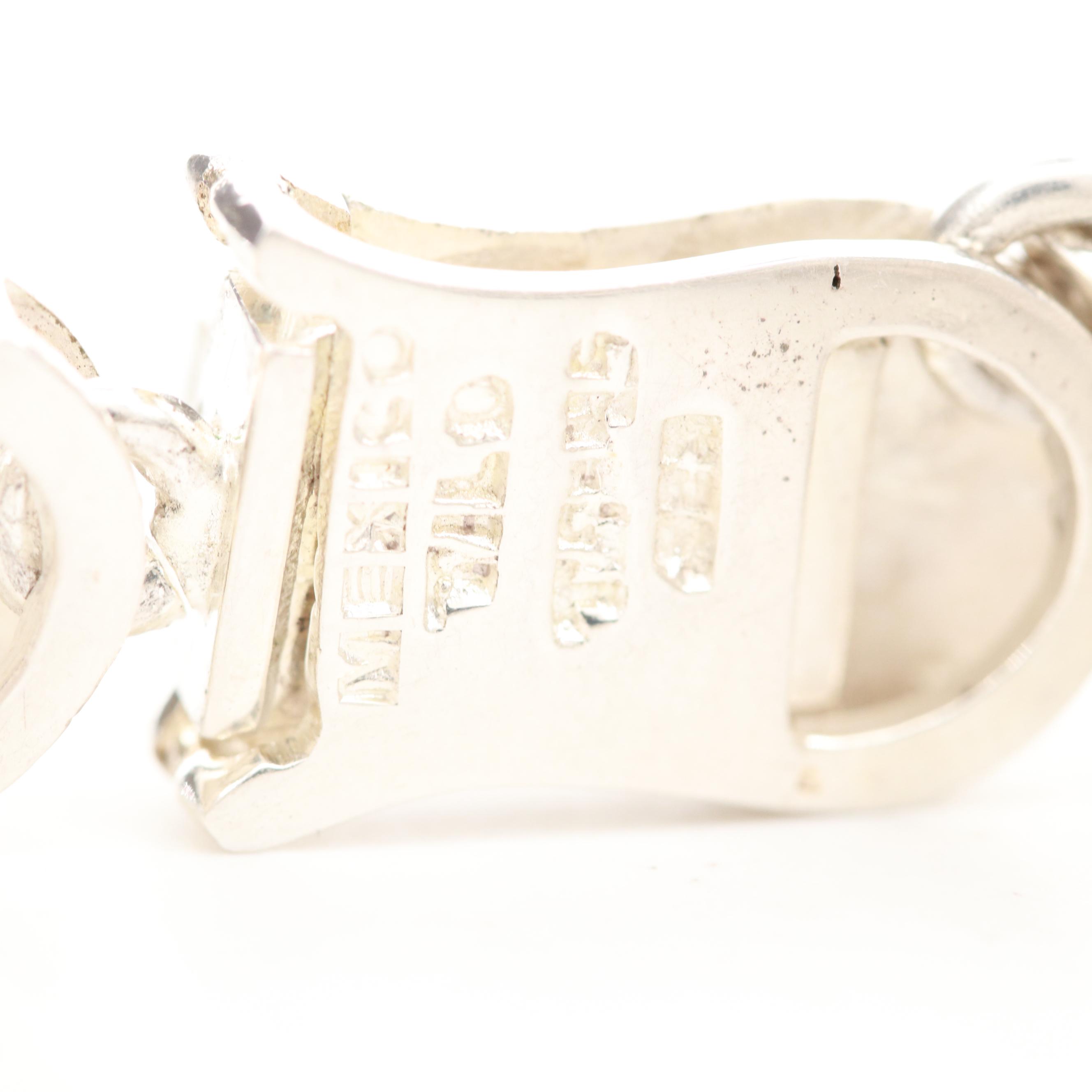 TILO Modernist Mexican Sterling Silver Malachite Necklace