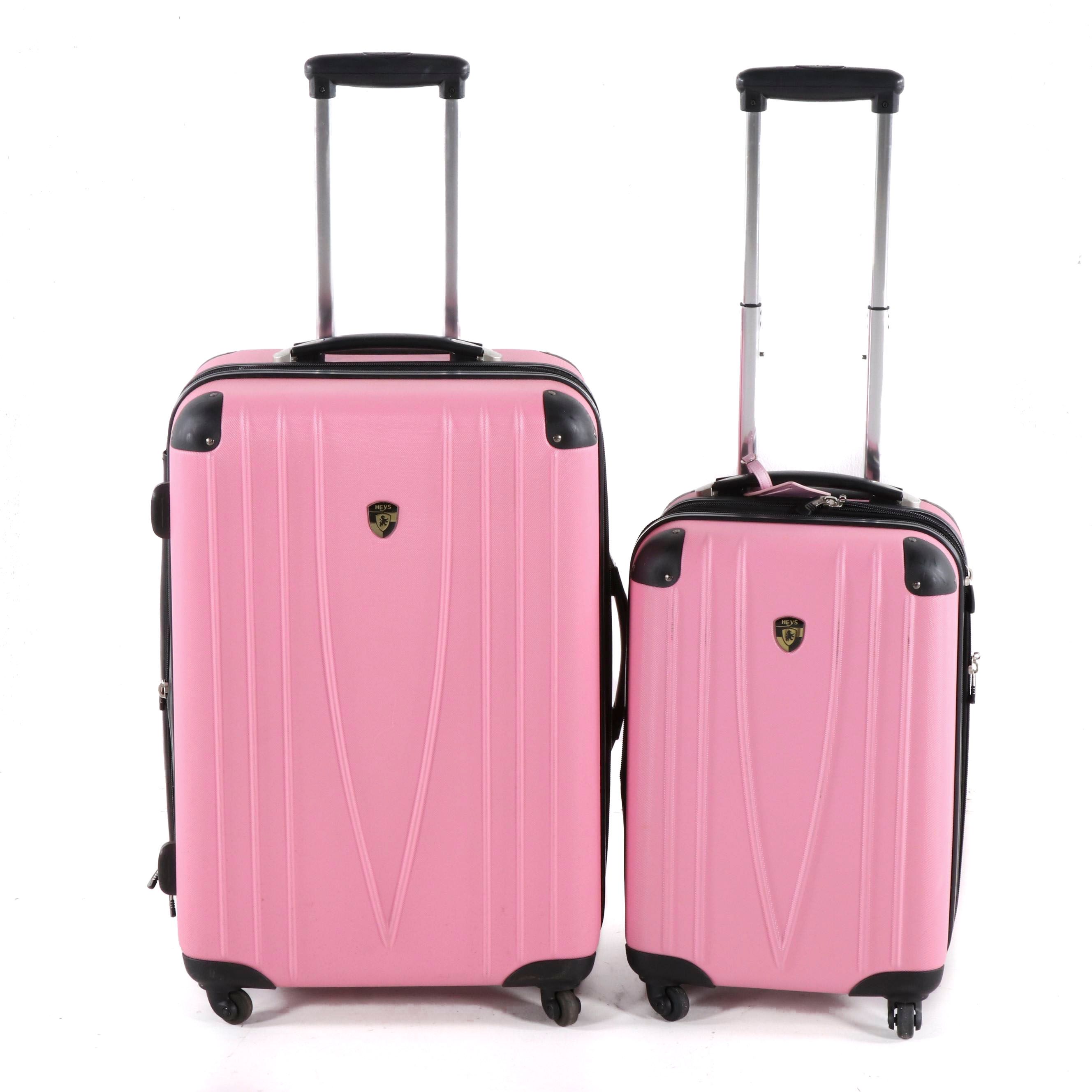 Heys Expandable Hardside Spinner Two-Piece Luggage Set in Pink and Black