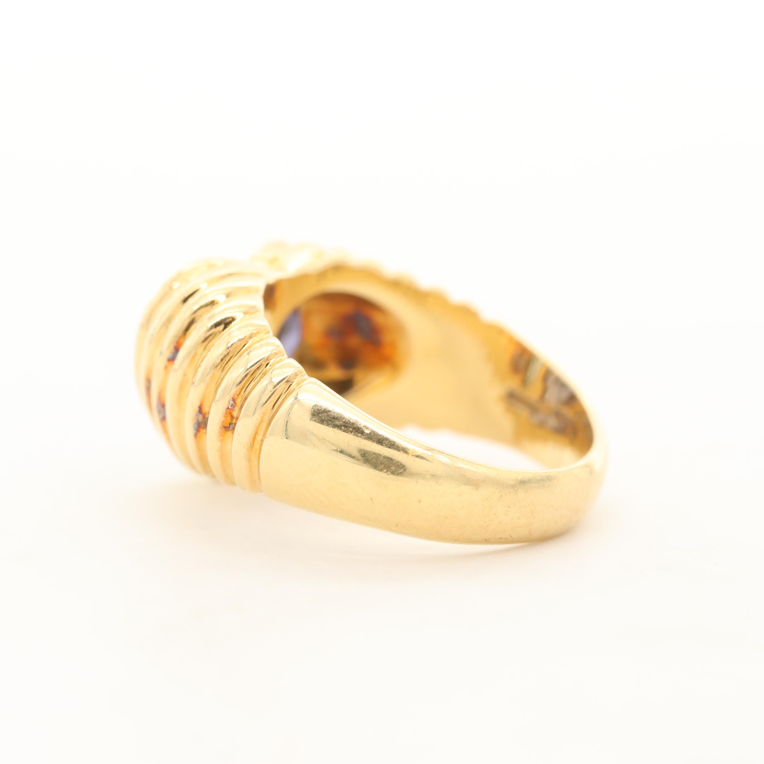 Bulgari "Doppio Tondo" 18K Yellow Gold Iolite and Topaz Ring