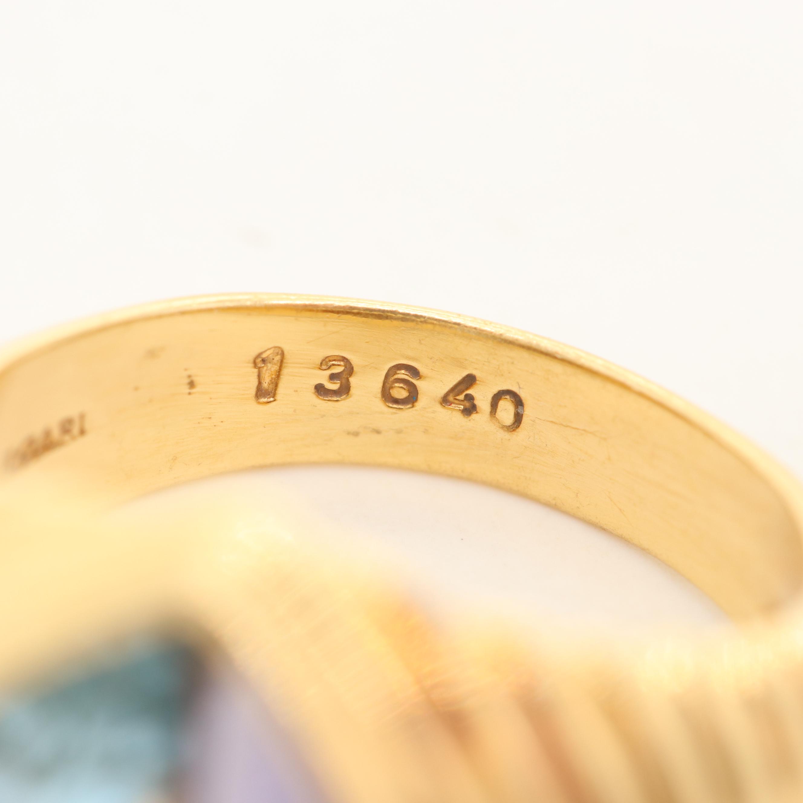 Bulgari "Doppio Tondo" 18K Yellow Gold Iolite and Topaz Ring