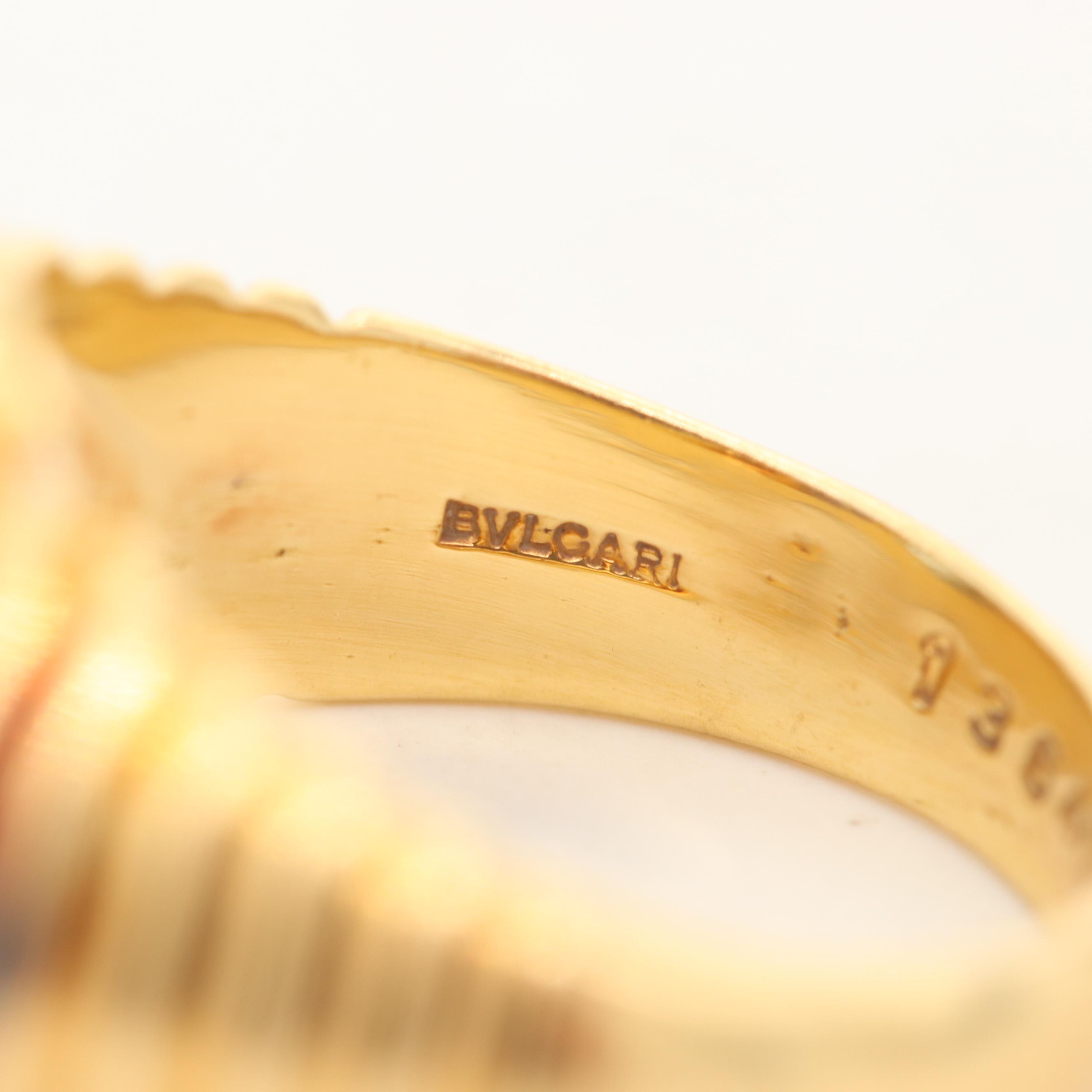 Bulgari "Doppio Tondo" 18K Yellow Gold Iolite and Topaz Ring