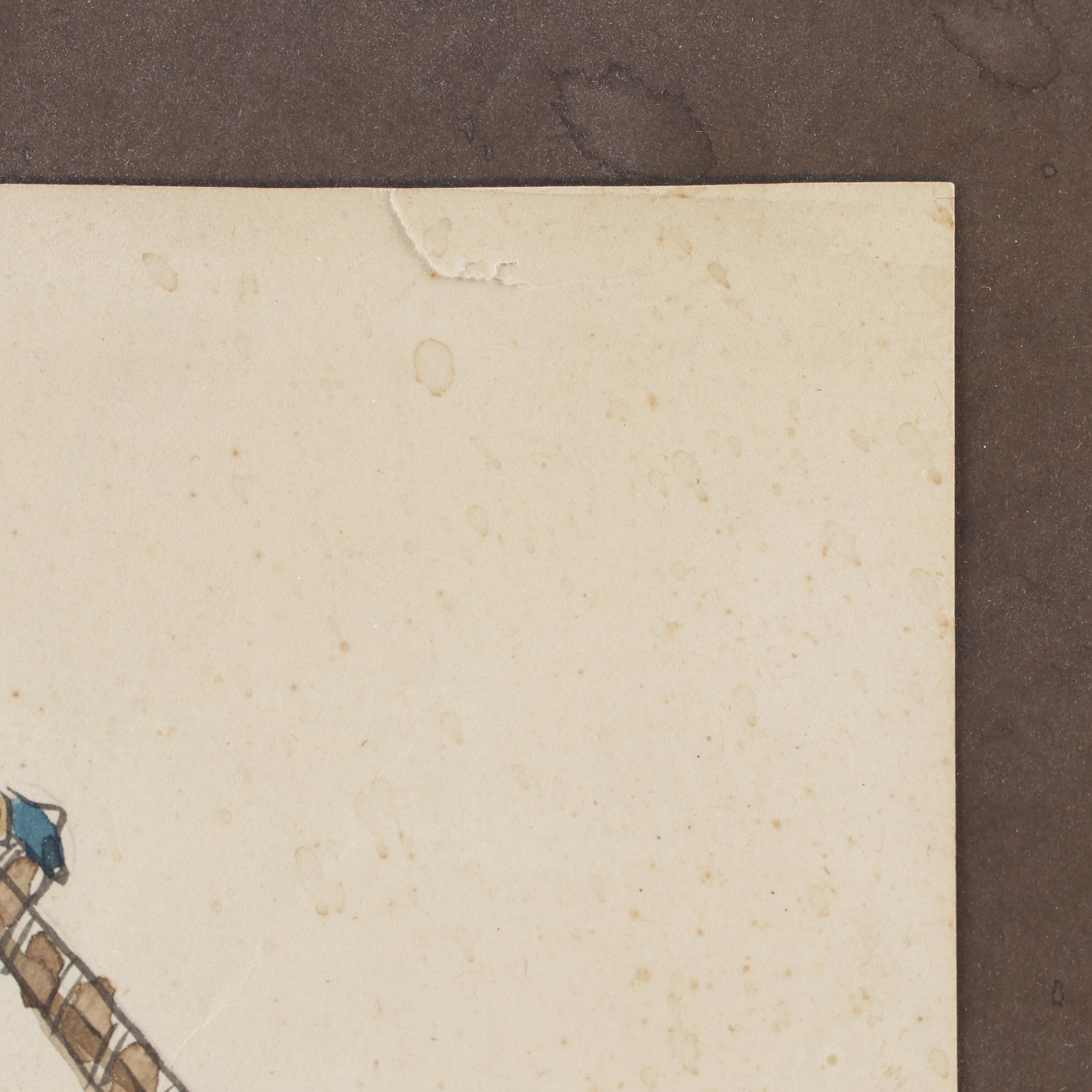 Fred Fredden Goldberg 1945 Watercolor Painting of Fisherman