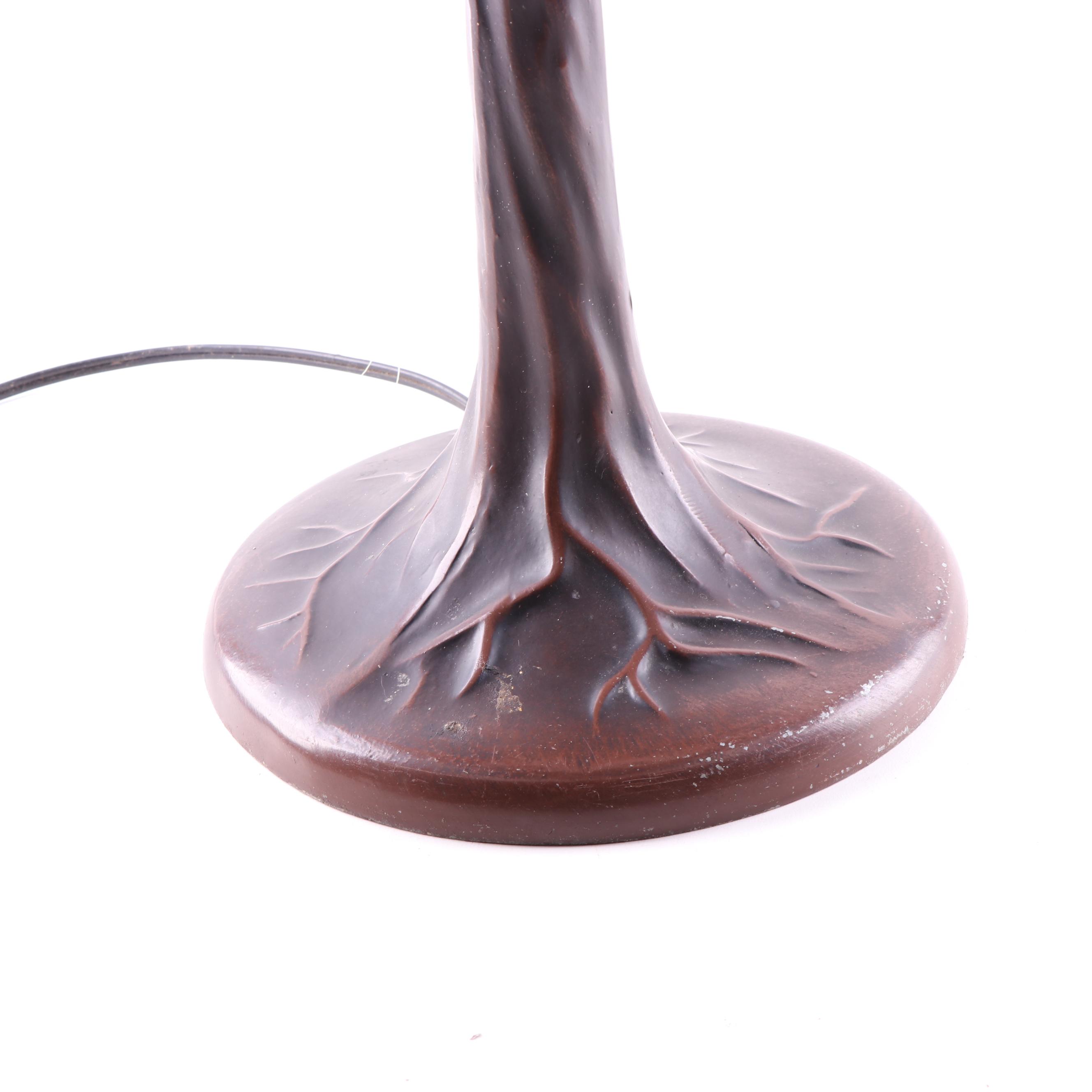 Art Nouveau Style "Wisteria" Stained Glass Lamp, Late 20th Century