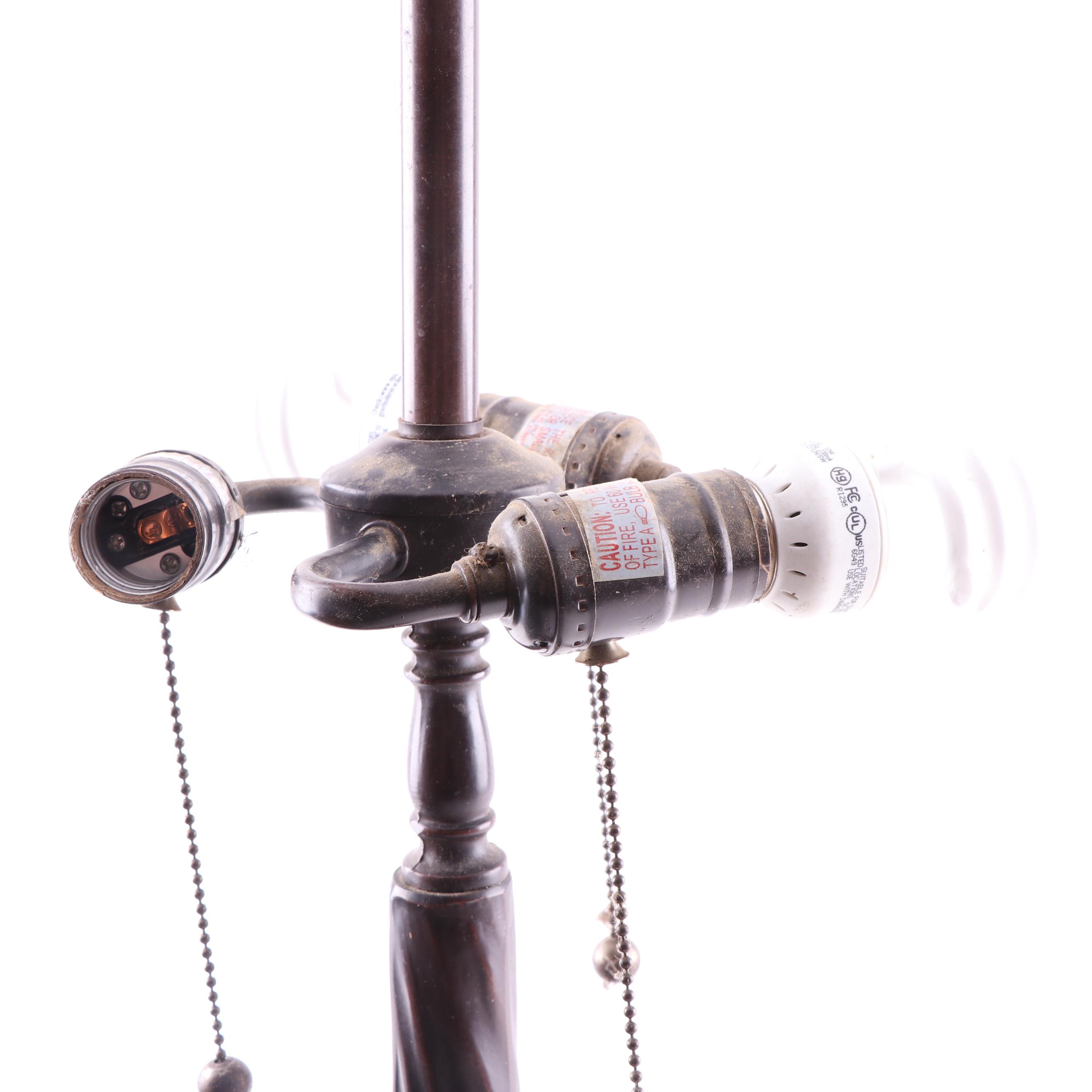 Art Nouveau Style "Wisteria" Stained Glass Lamp, Late 20th Century