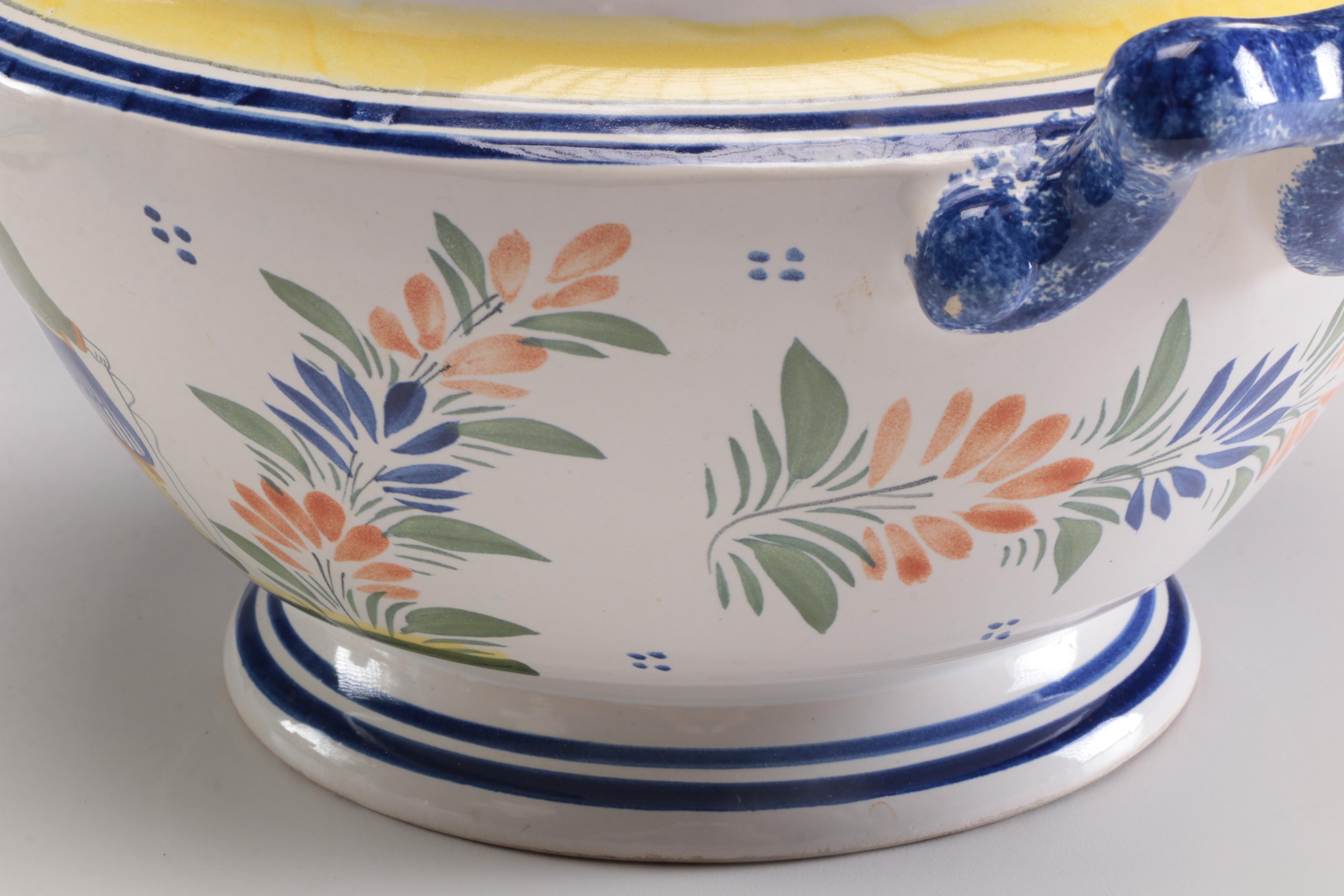 Henriot Quimper French Serveware and Tableware Including Tureen