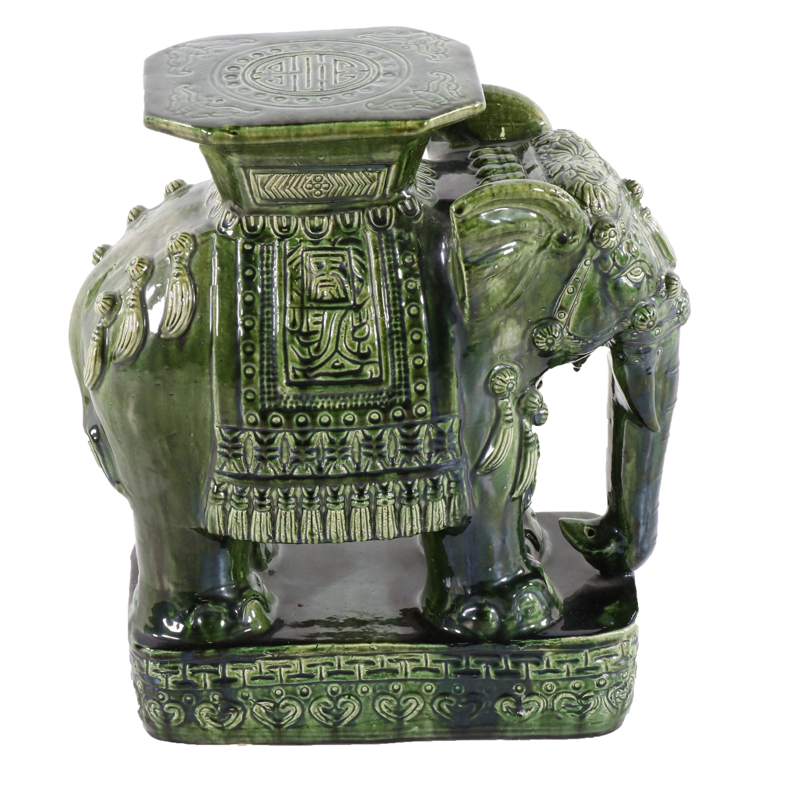 Chinese Ceramic Elephant Garden Stool/Plant Stand