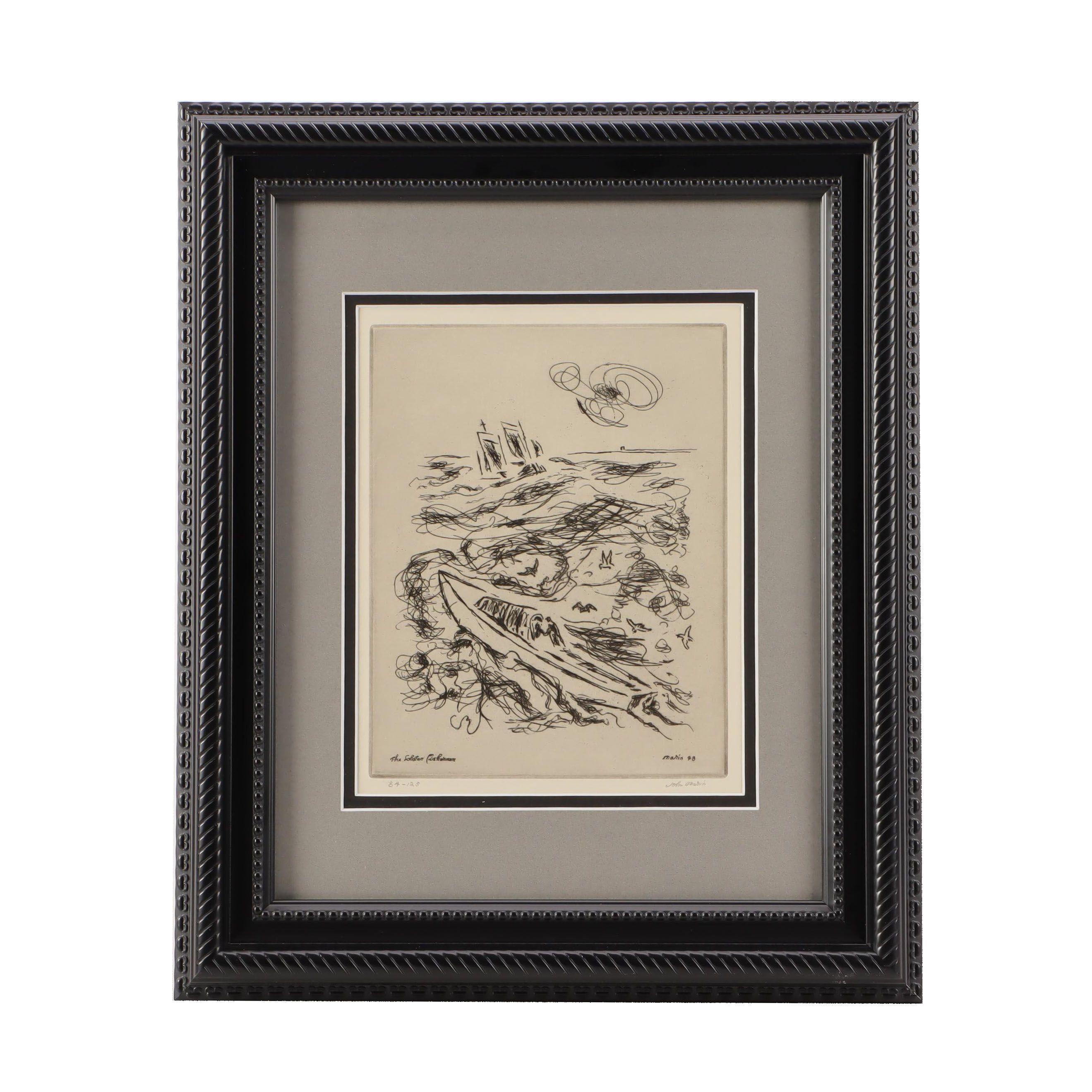 John Marin Etching "Lobster Fisherman"