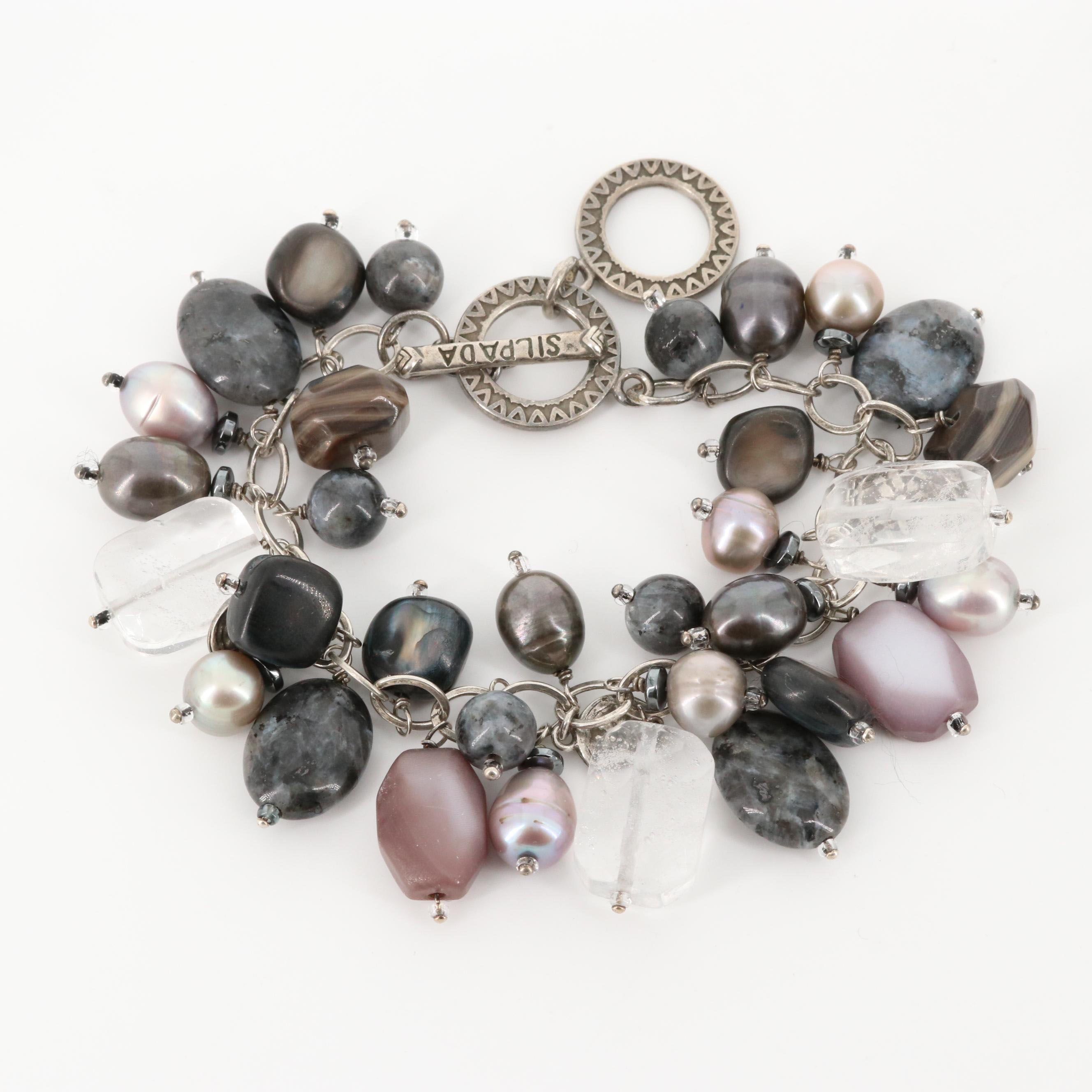 Silpada Sterling Silver Multi-Gemstone "Cha Cha" Adjustable Length Bracelet