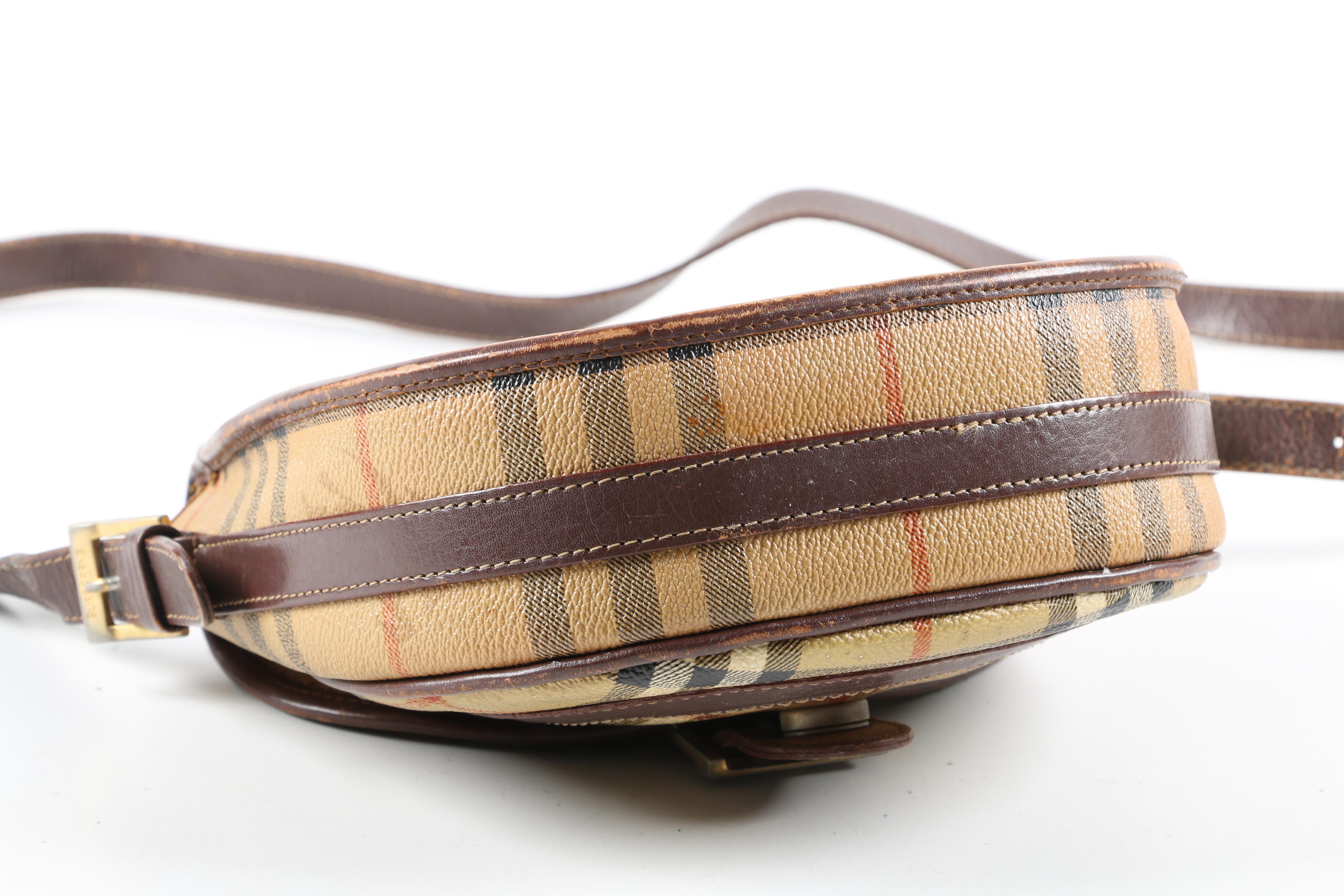 Burberrys London Coated Canvas Crossbody Saddle Bag, 1980s Vintage