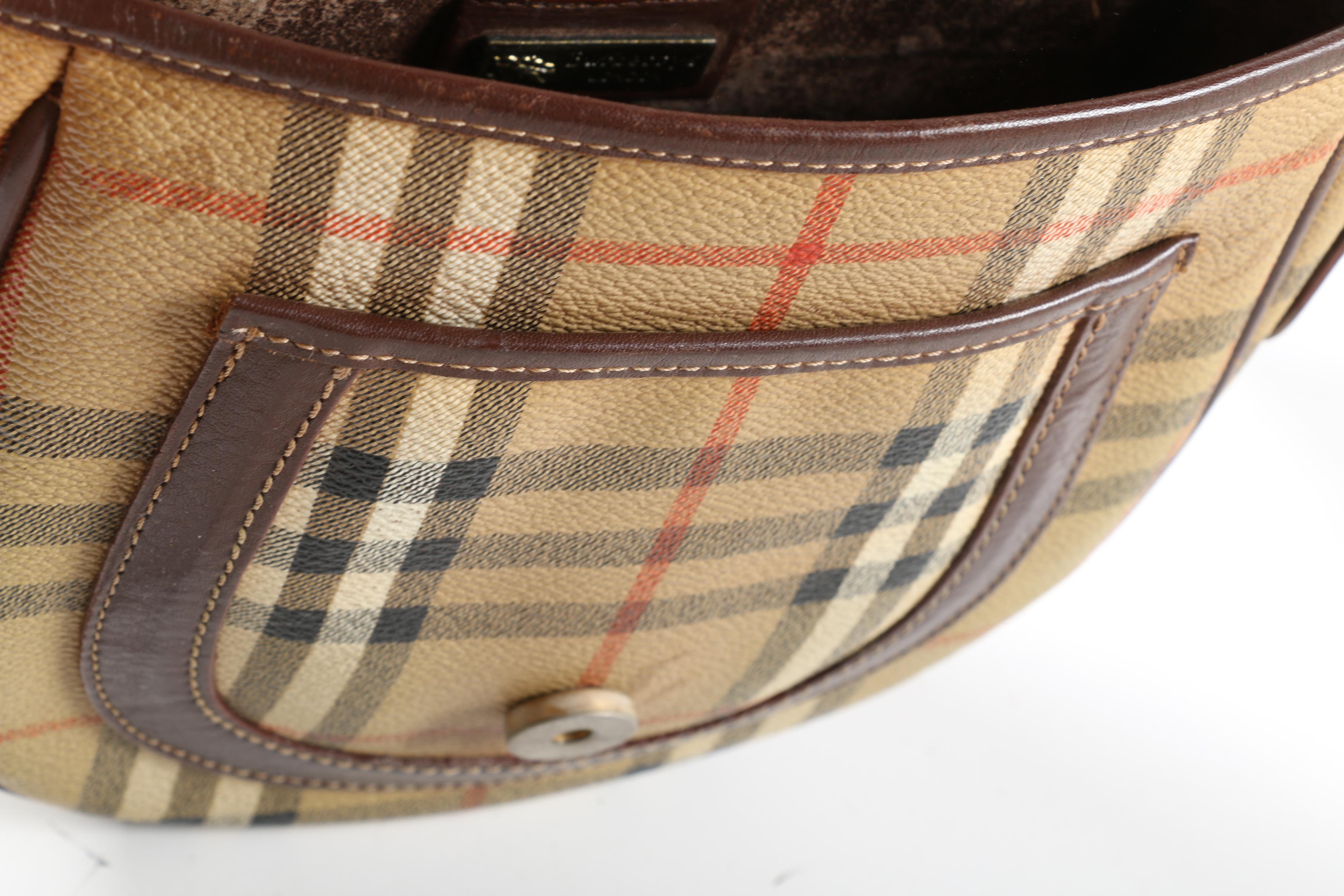 Burberrys London Coated Canvas Crossbody Saddle Bag, 1980s Vintage