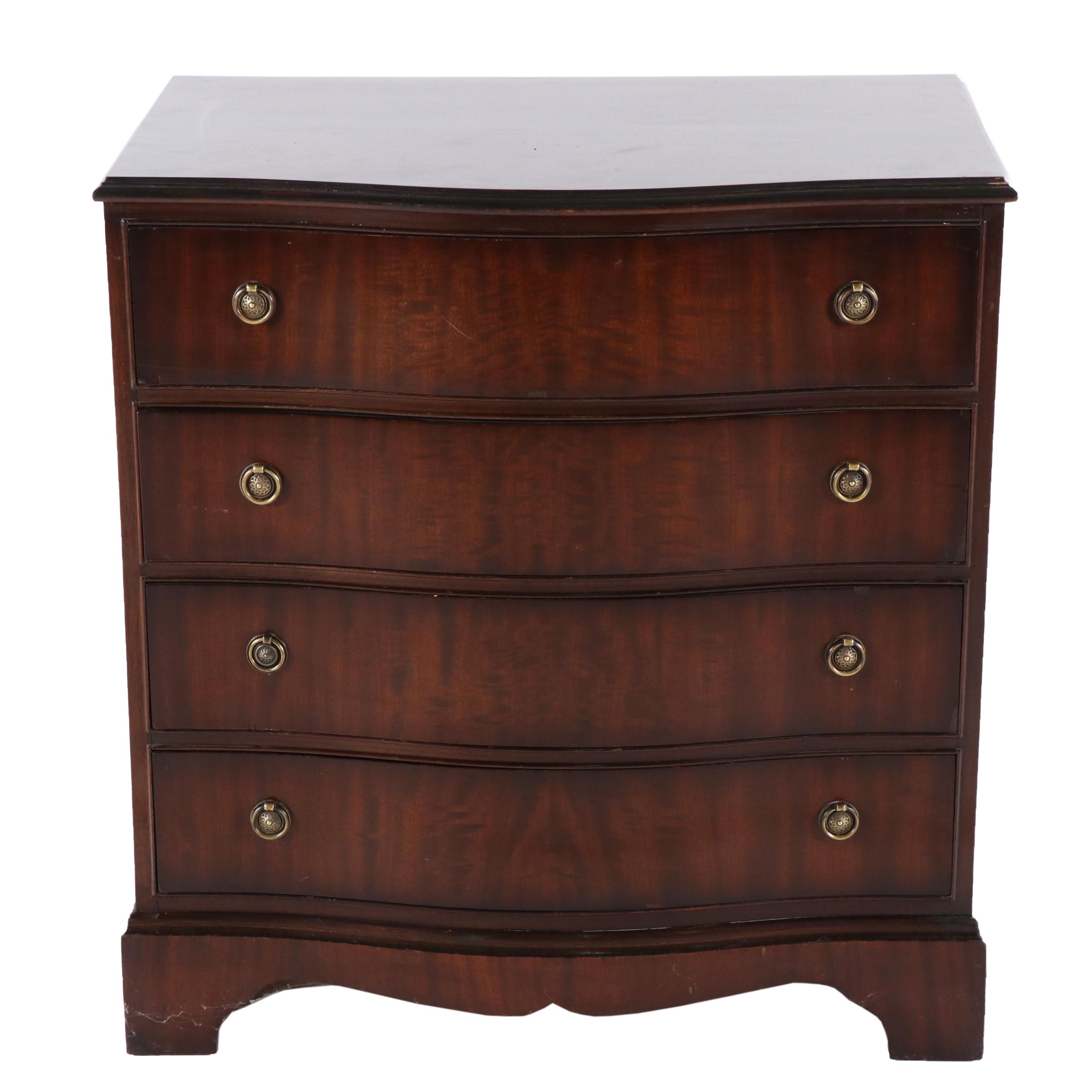 George III Style Mahogany Serpentine Bachelor's Chest, Mid-20th Century