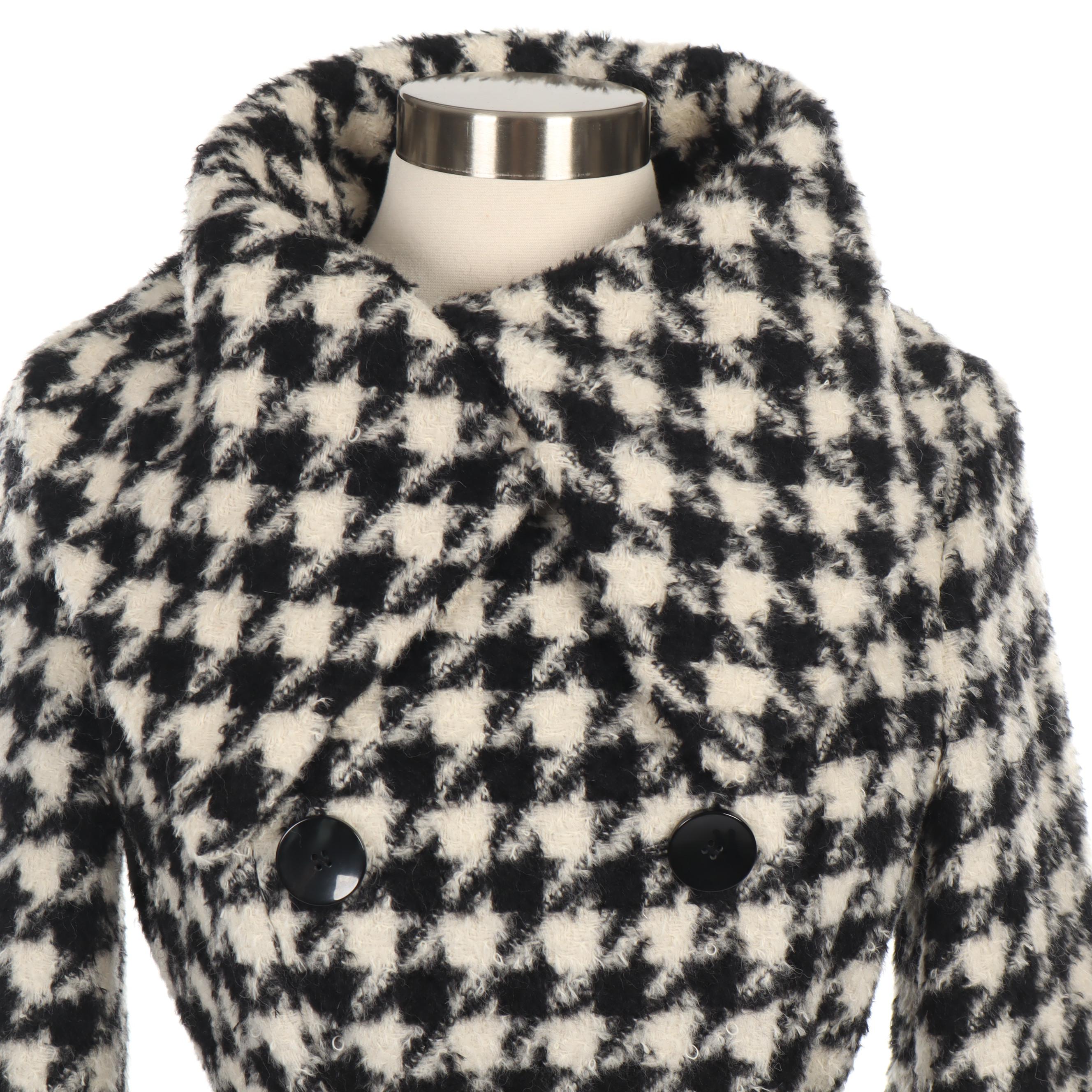 Max Mara Wool and Alpaca Houndstooth Double-Breasted Coat with Tie Belt