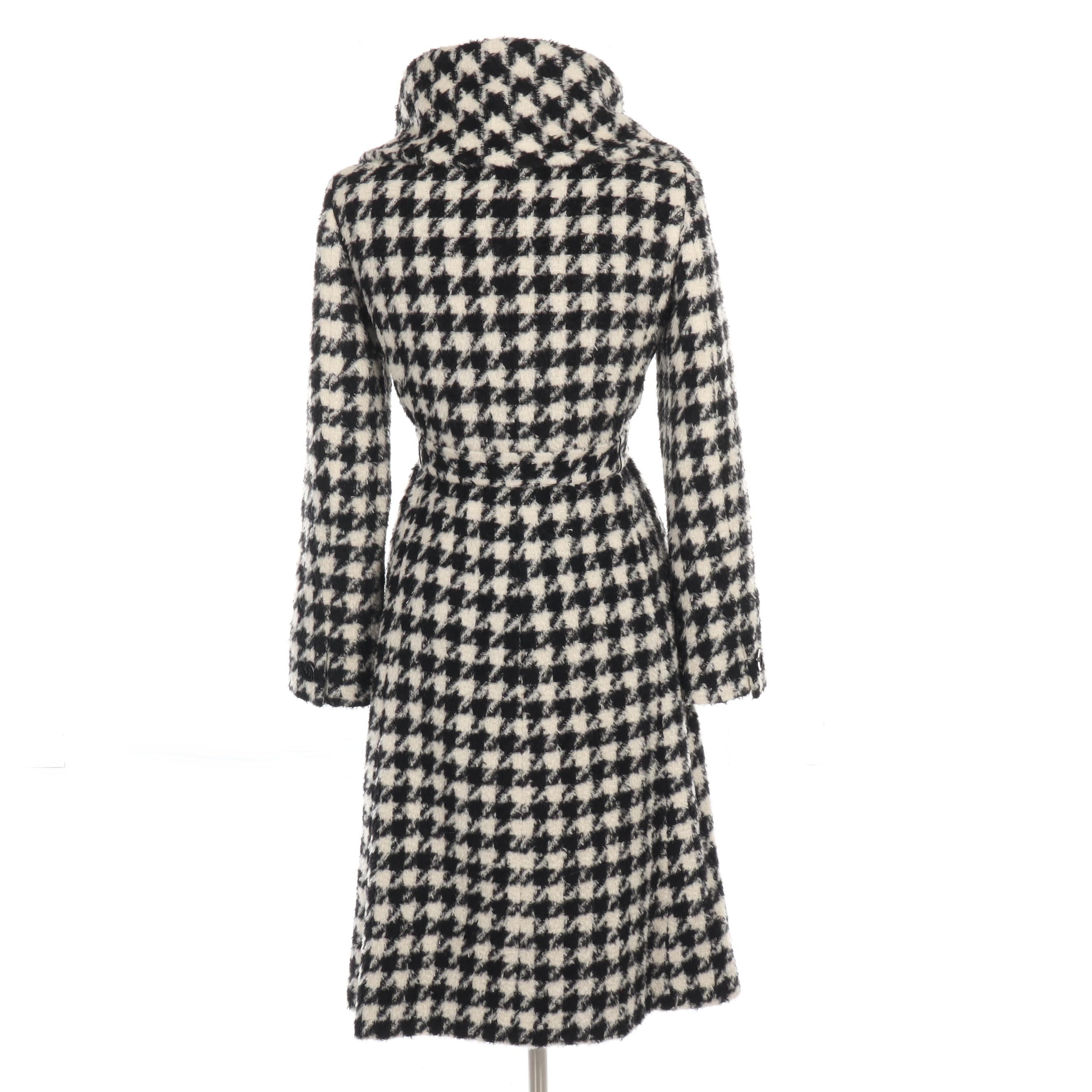 Max Mara Wool and Alpaca Houndstooth Double-Breasted Coat with Tie Belt