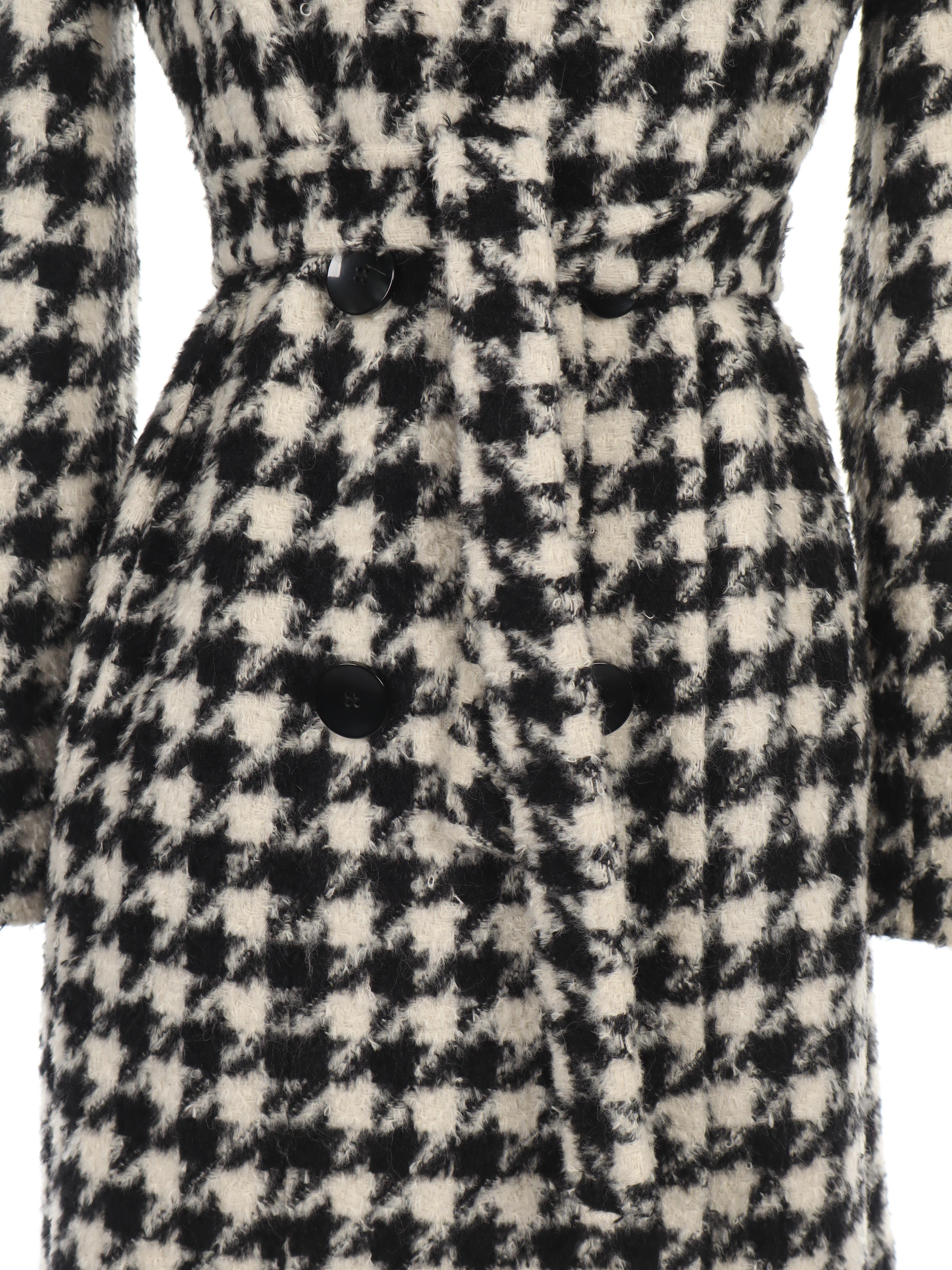 Max Mara Wool and Alpaca Houndstooth Double-Breasted Coat with Tie Belt