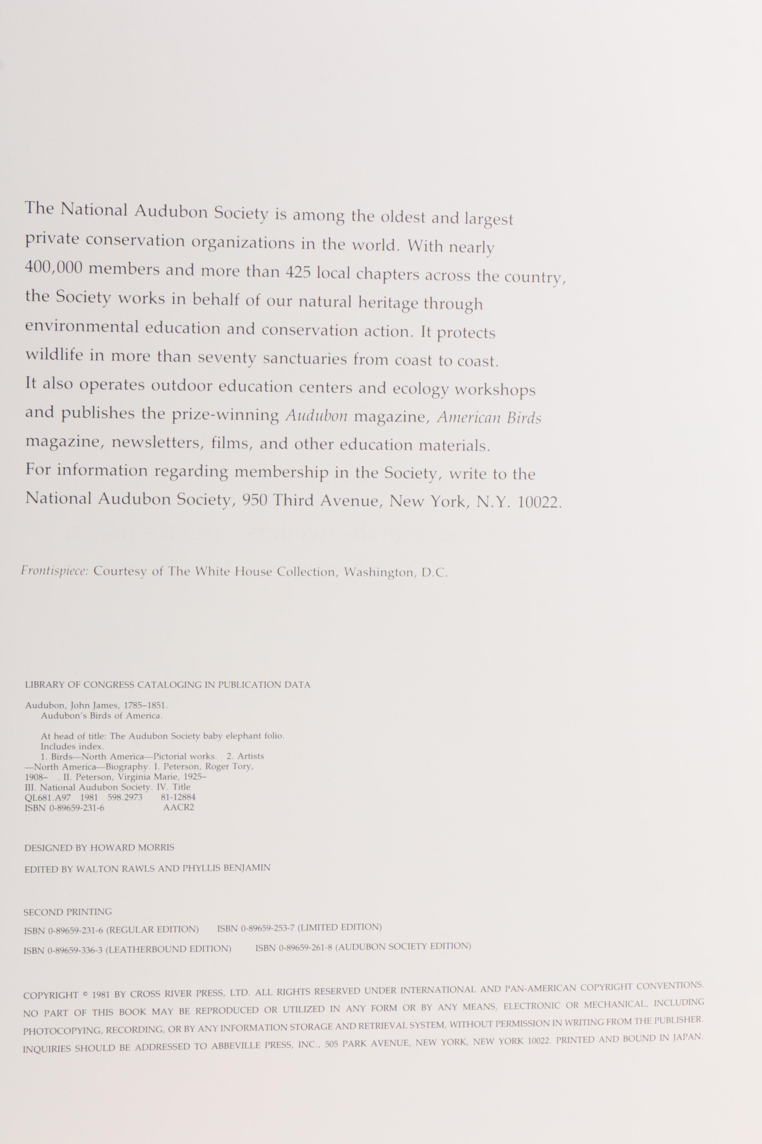 1981 Second Printing "Audubon's Birds of America" Baby Elephant Folio